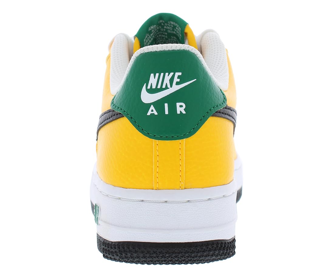 Nike Air Force 1 Big Kids' Sneakers - University Gold/Black/Malachite - Size 6 - Comfortable Basketball Shoes for Boys - Perfect for School, Sports & Casual Wear