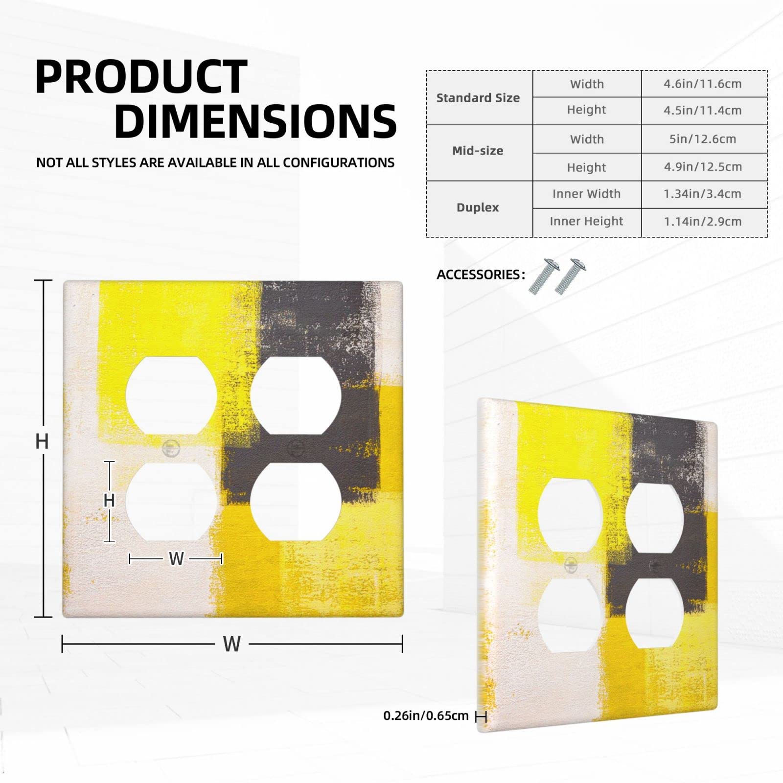 Abstract Beige Yellow Grey Wall Plate - Decorative 2 Gang Double Duplex Outlet Cover - Funny Light Switch Electrical Faceplate 4.5