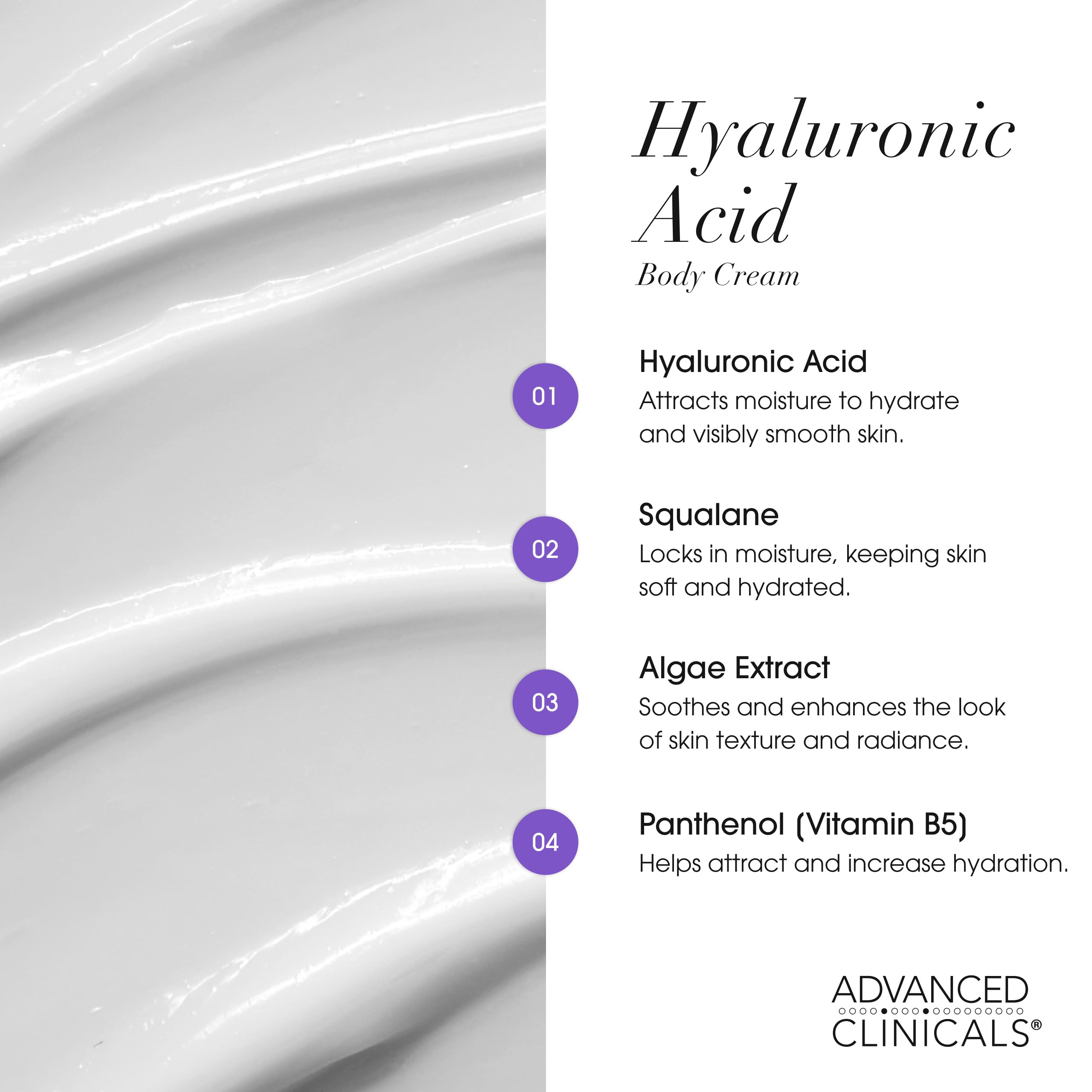 Advanced Clinicals Hyaluronic Acid Body Lotion & Face Moisturizer with Vitamin E - Hydrating Firming Lotion for Wrinkles, Stretch Marks & Dry Skin | 16 Oz Skin Care | Perfect for Daily Hydration & Anti-Aging Routine