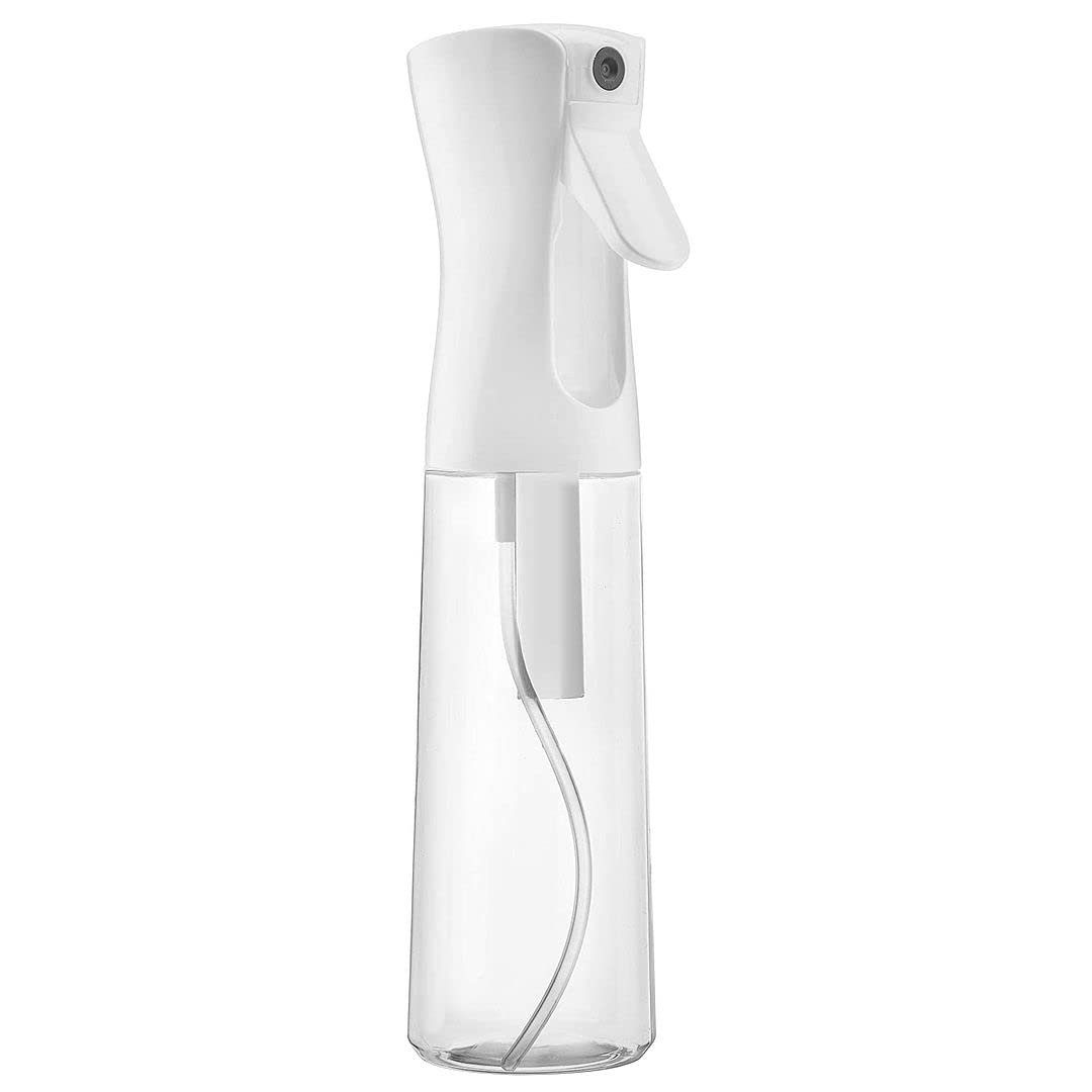 D-DIVINE Ultra Fine Continuous Spray Bottle - Durable Empty Water Mister for Hairstyling, Plants, Cleaning, Cooking & Skin Care - Perfect for Salon, Home, Garden & Travel (White)