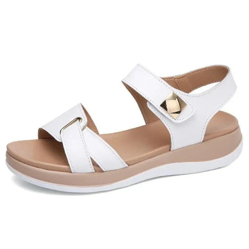 Comfortable Soft Hook Loop Leather Sandals for Women - Breathable Summer Beach Walking Shoes | Perfect for Vacation, Casual Outings & Outdoor Activities