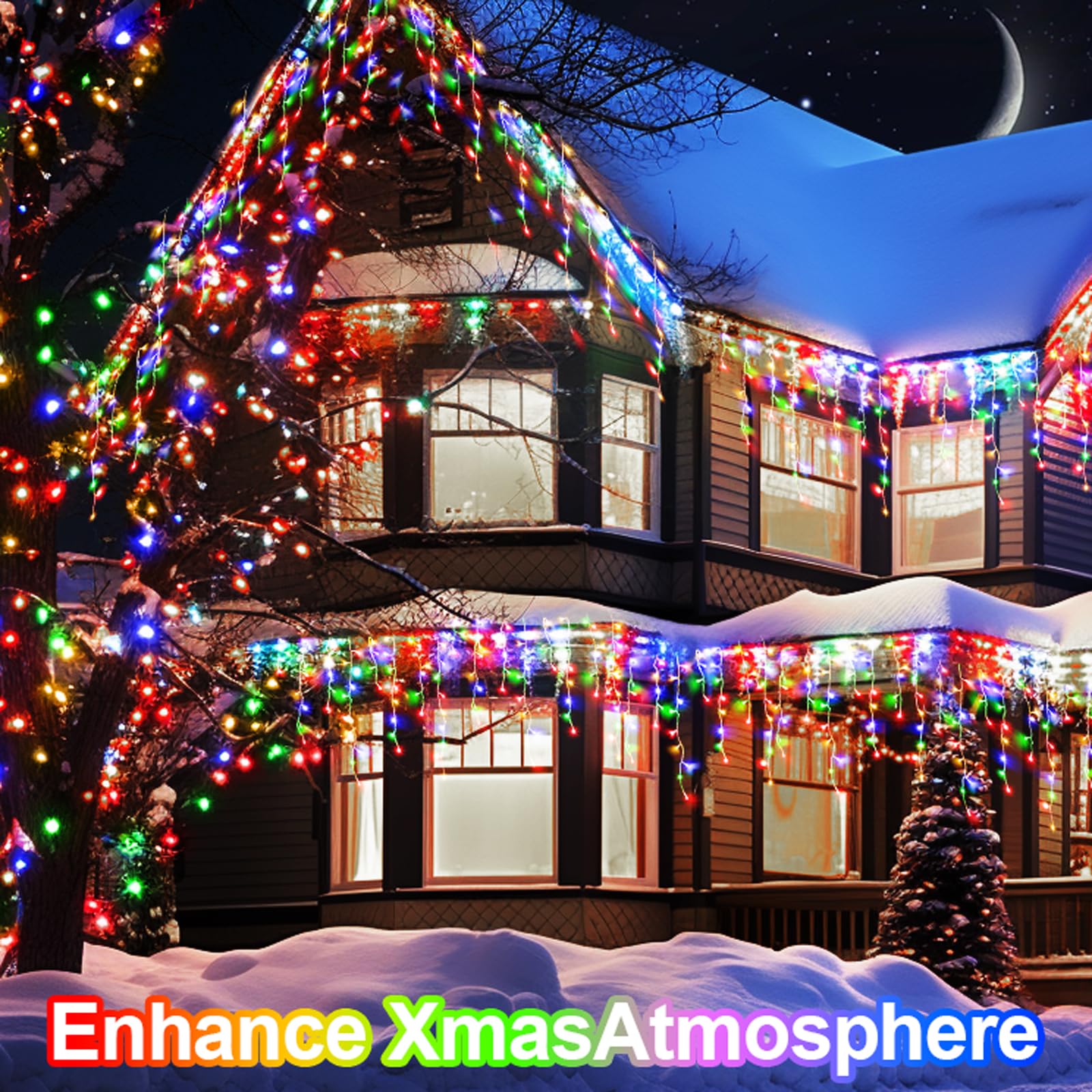 JXLEDAYY 1280 LED 131ft Christmas String Lights with 240 Drops - 8 Lighting Modes for Indoor Outdoor Holiday Decorations | Perfect for Christmas Tree, Wedding, Party, Bedroom, Garden, Patio