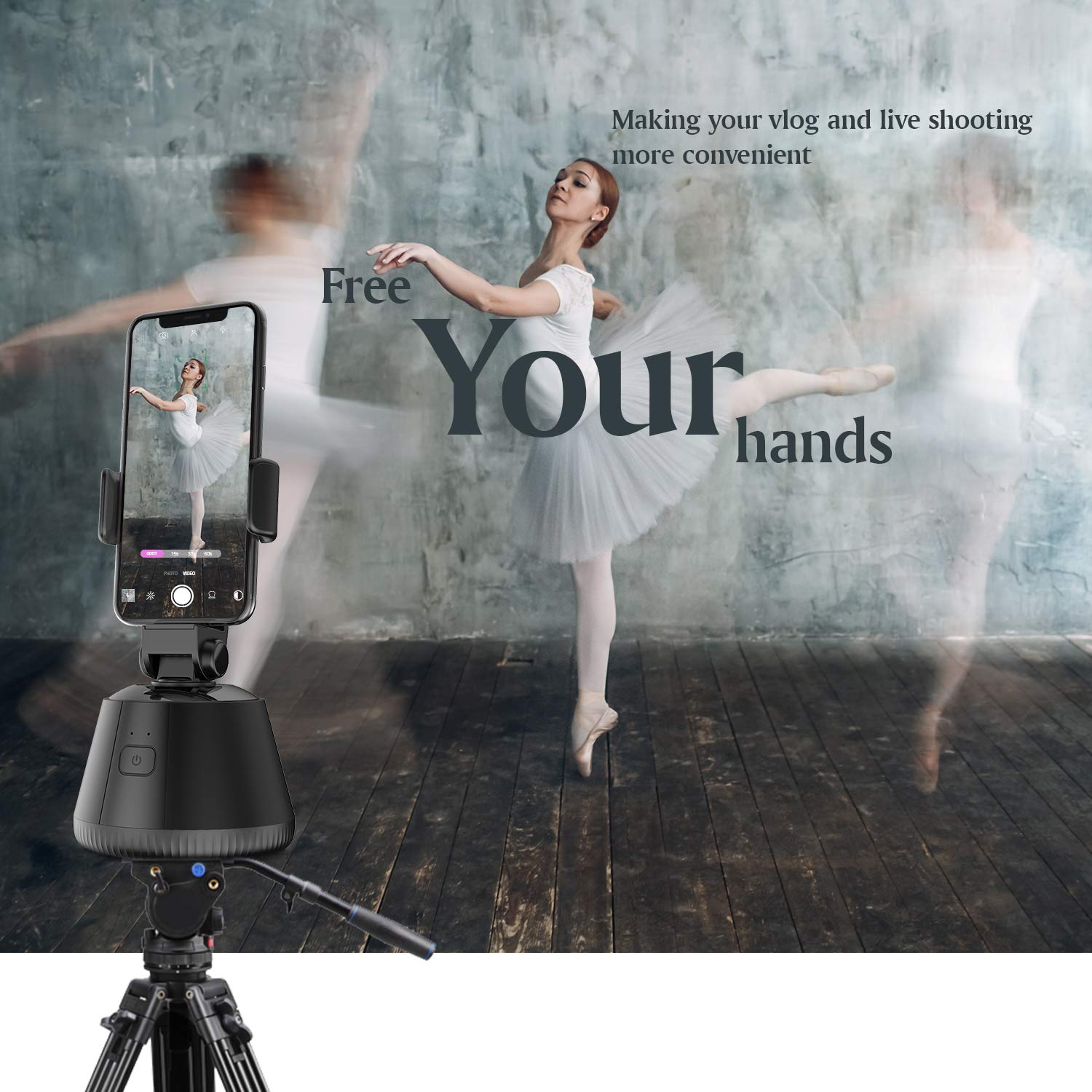 360° Smartphone Gimbal Stabilizer with Auto Tracking - Portable 3-Axis Handheld Stabilizer for Vlog, Live Streaming & Photography | Compatible with iPhone & Android Phones (Black) | Perfect for Travel Vlogging, TikTok Videos & Social Media Content Creation