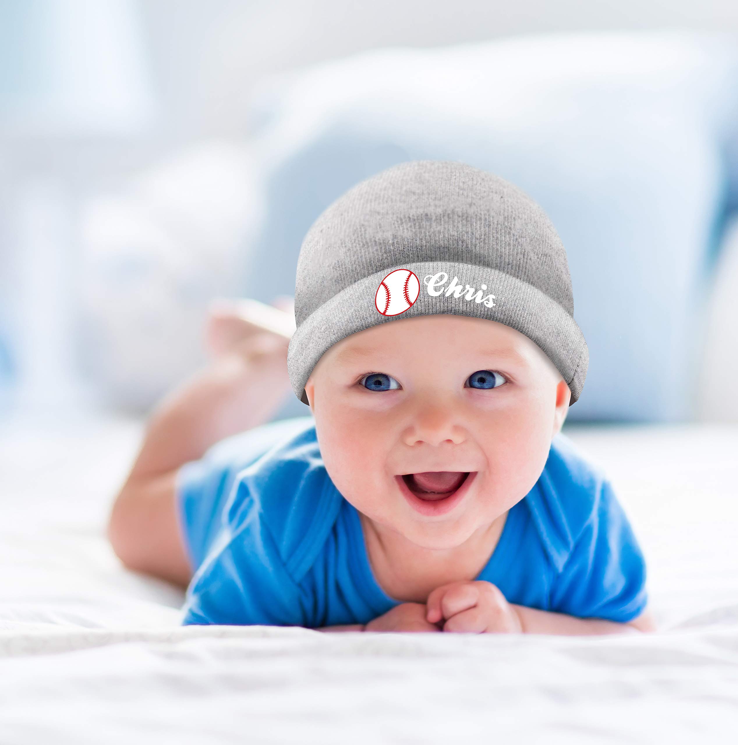 Personalized Baby Rib Cap - Custom Newborn & Infant Hats for Boys & Girls | Soft Warm Knit Beanie for Winter, Sports & Photography | Newborn Photo Prop, Outdoor Activities & Gifts