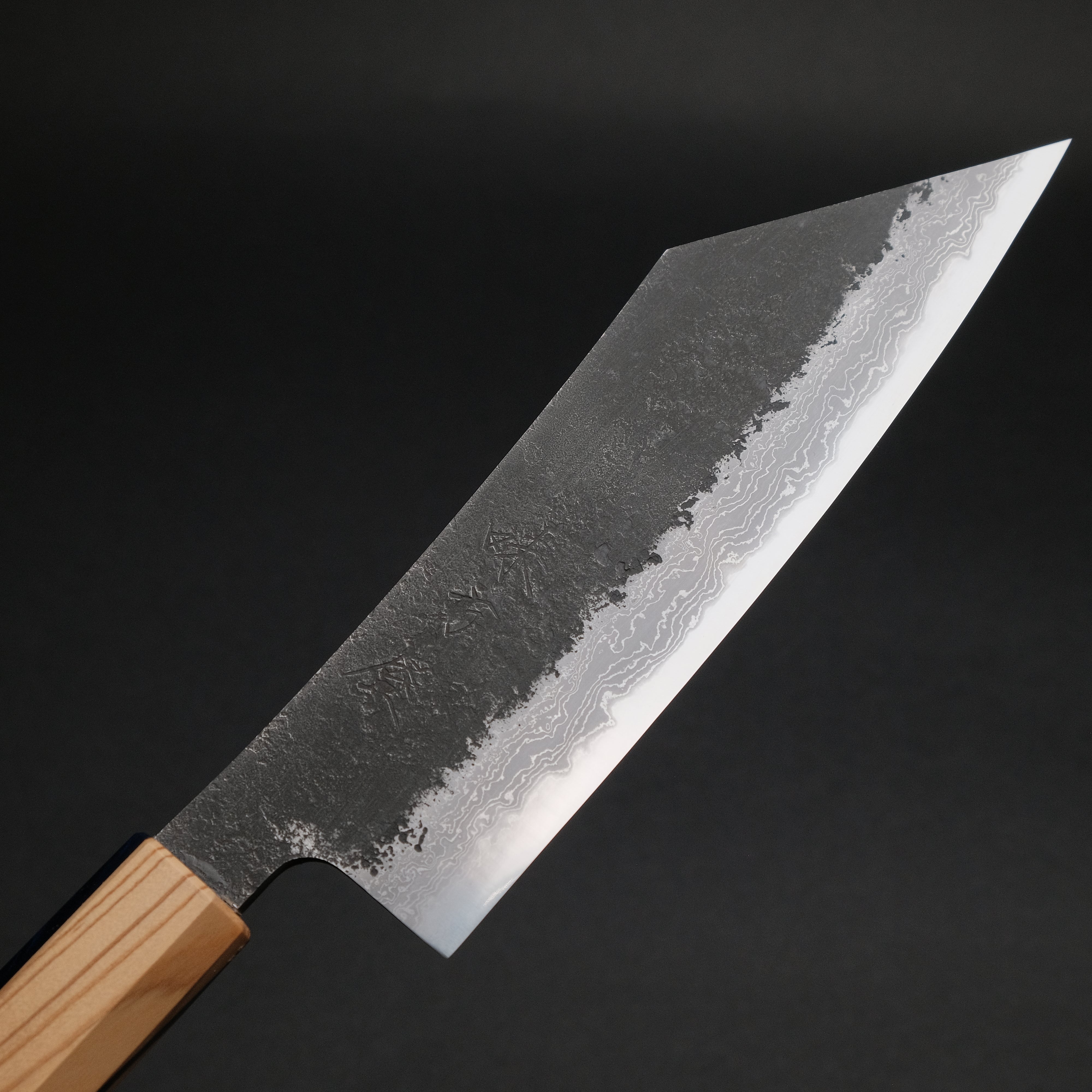 Premium Ajikataya White #2 Nashiji Damascus Hakata 180mm Kitchen Knife - Olive Wood & Resin Handle (#55) - Perfect for Sushi, Sashimi & Japanese Cuisine Preparation