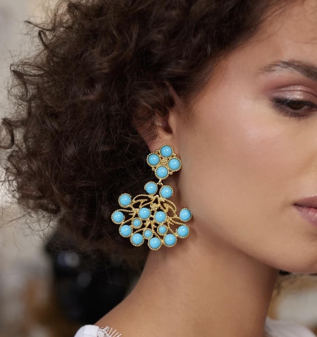 Kenneth Jay Lane Gold-Plated Cabochon Clip-On Earrings for Women - Elegant Non-Pierced Fashion Jewelry for Parties, Weddings & Special Occasions