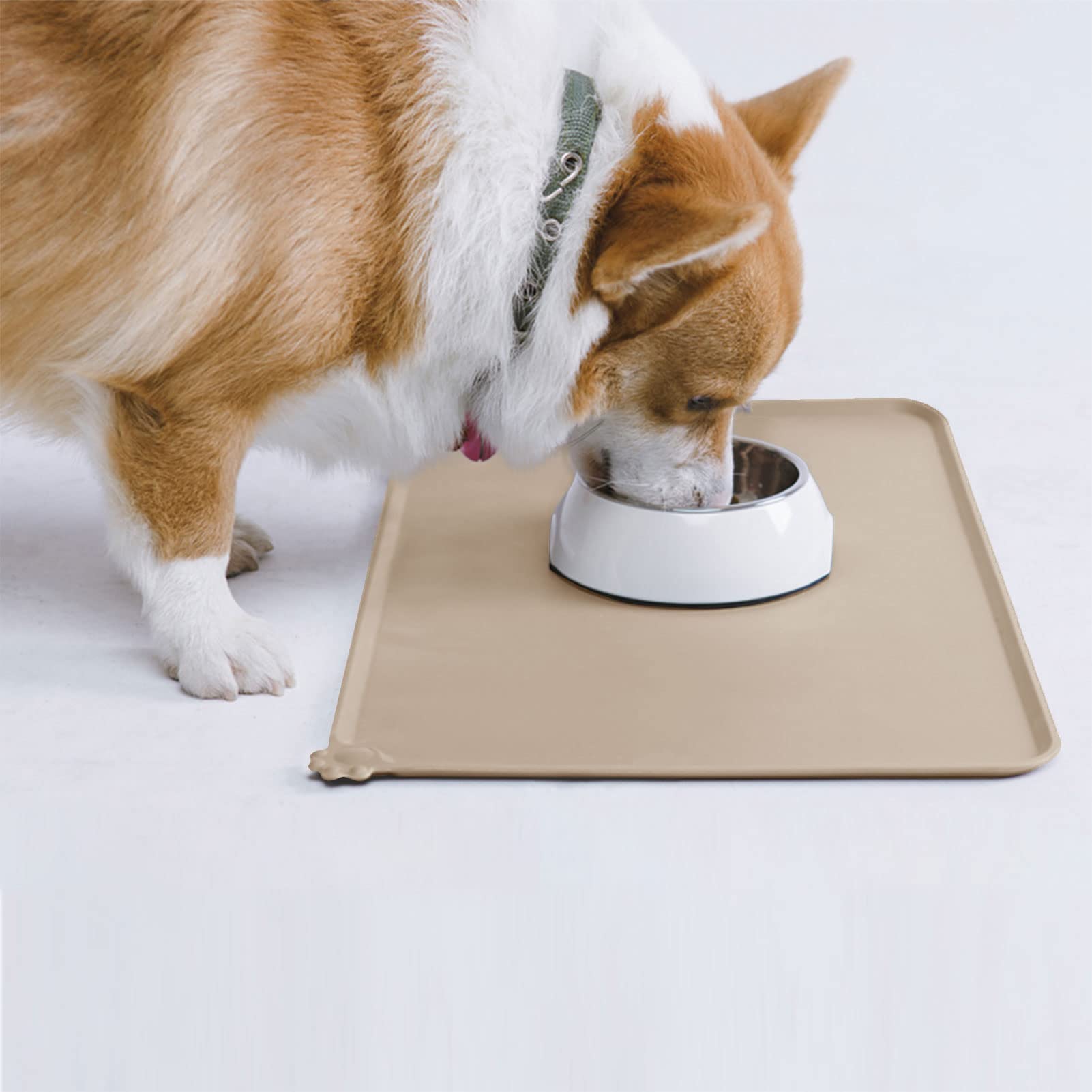 **AUDWUD Non-Slip Silicone Pet Feeding Mat - Waterproof Dog Bowl Pad for Food & Water - Perfect for Messy Eaters & Hard Floor Protection**