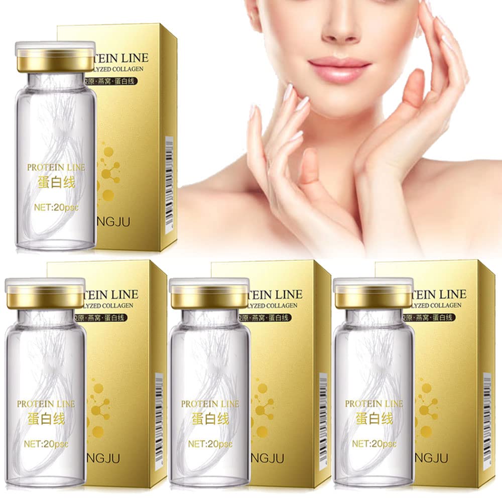 NEWUREHO InstaLift Protein Thread Lifting Set - Soluble Collagen Threads with Nano Gold Essence for Face Lifting & Wrinkle Reduction | Anti-Aging Treatment for Smoother Skin | Includes 4pcs Absorbable Collagen Silk Threads | Perfect for Home Skincare & Facial Rejuvenation