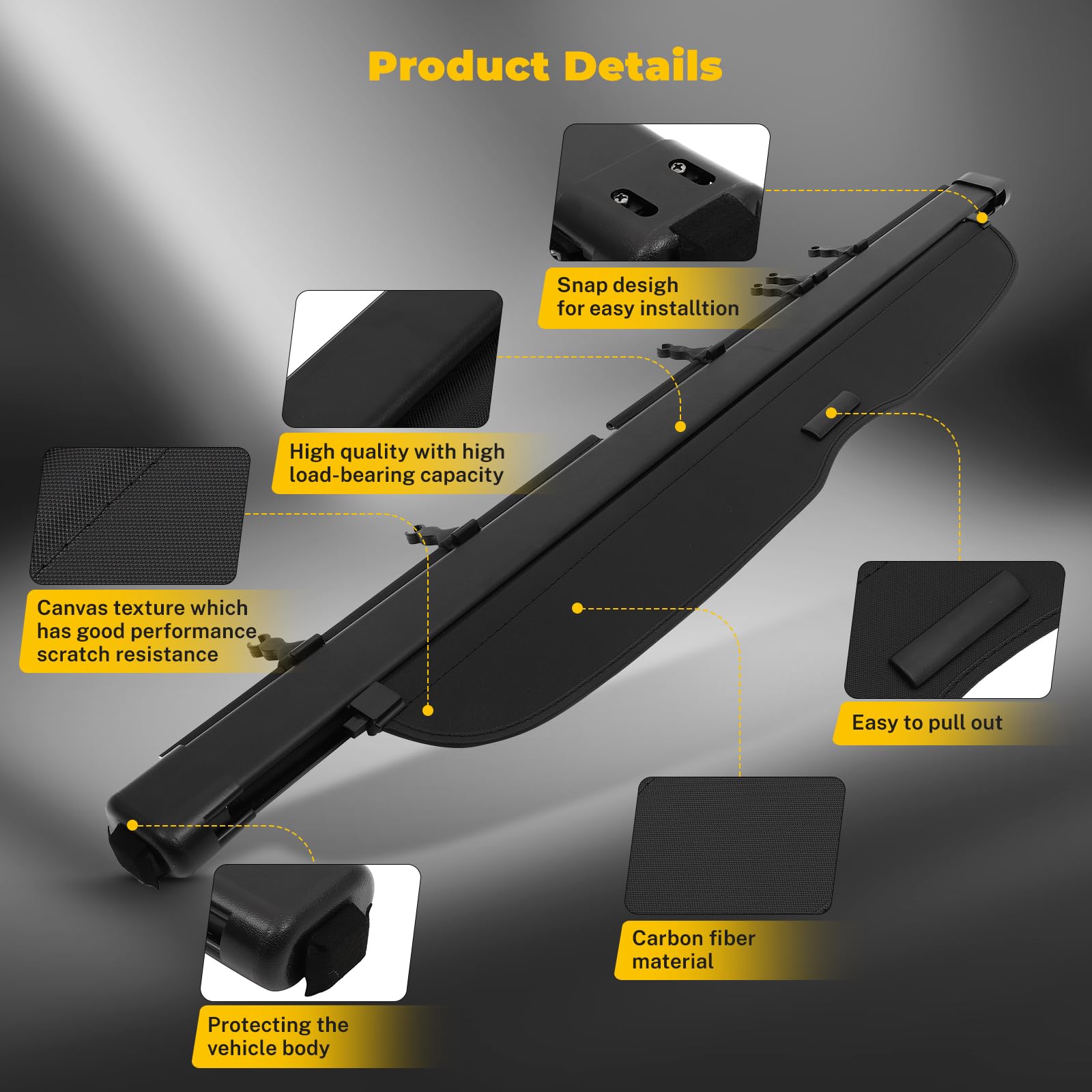 OCPTY Rear Trunk Cargo Cover for 2002-2006 Honda CR-V 2.4L | Durable Tonneau Security Cover | Perfect for Road Trips, Camping & Grocery Storage