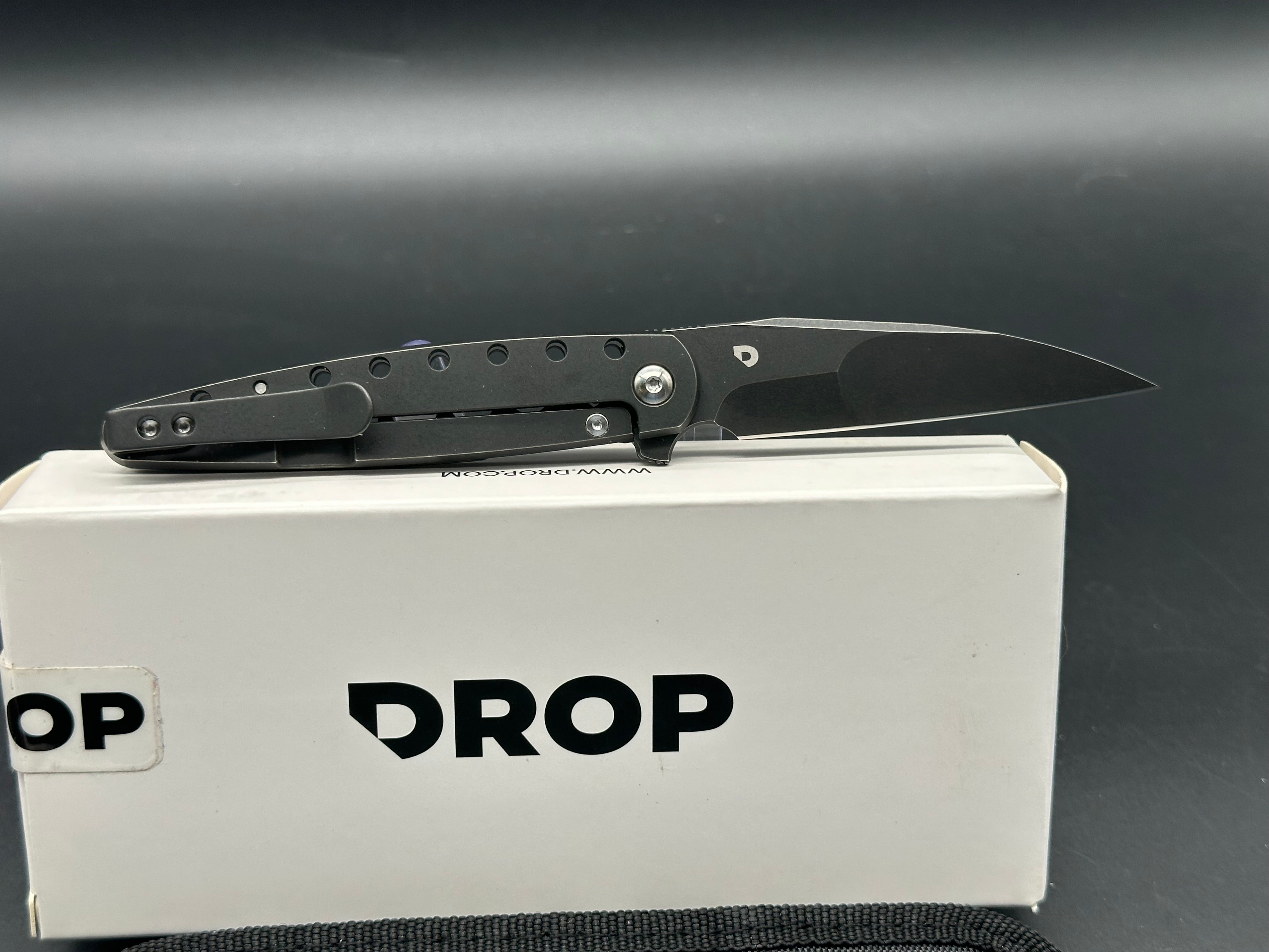 Premium Drop Zinker Dog Frame Lock Knife - Black Titanium Blade for Outdoor, Camping & EDC Use