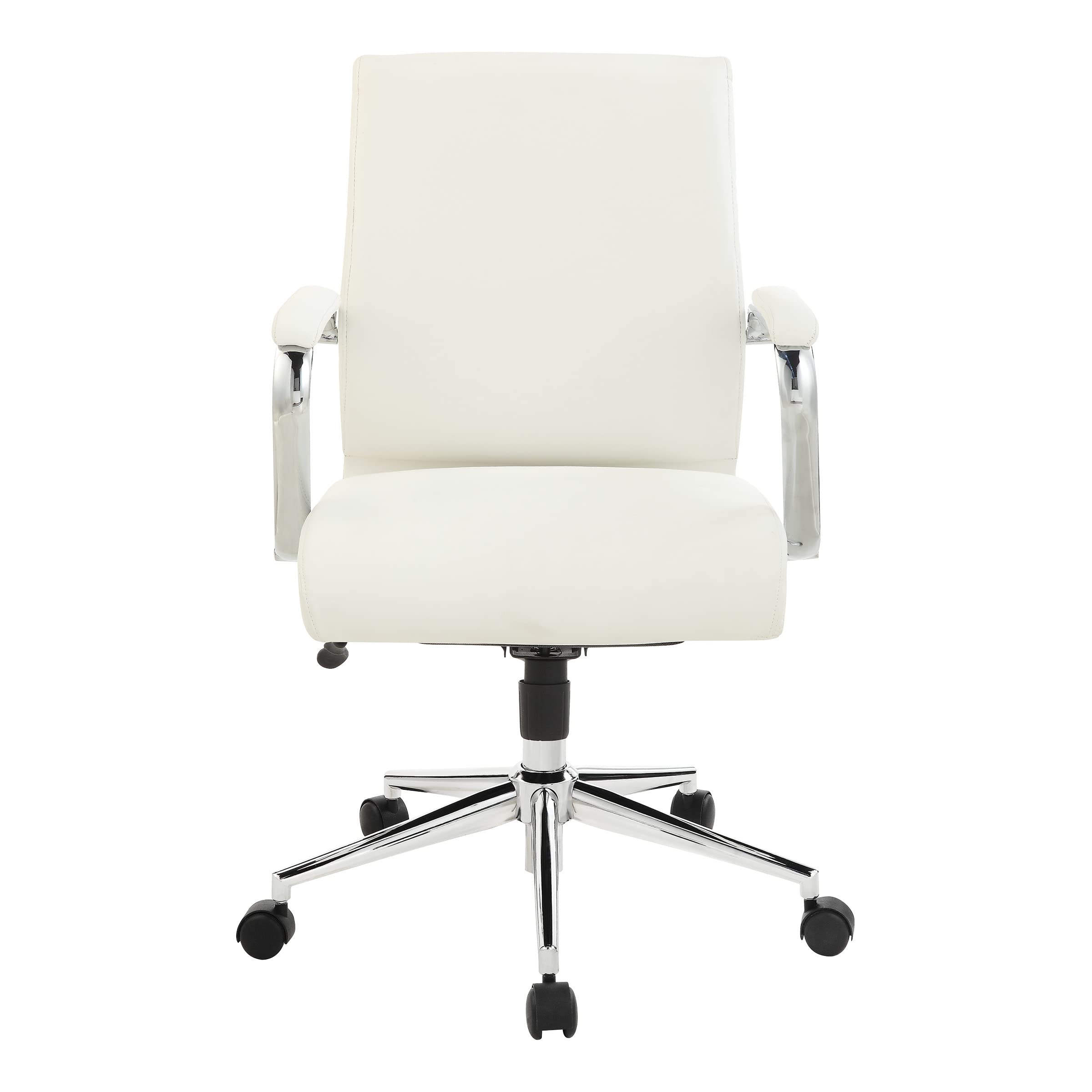 Office Star Antimicrobial Adjustable Mid-Back Office Chair with Chrome Base - Dillon Snow Fabric - Ergonomic Manager's Chair for Home & Office Workspace