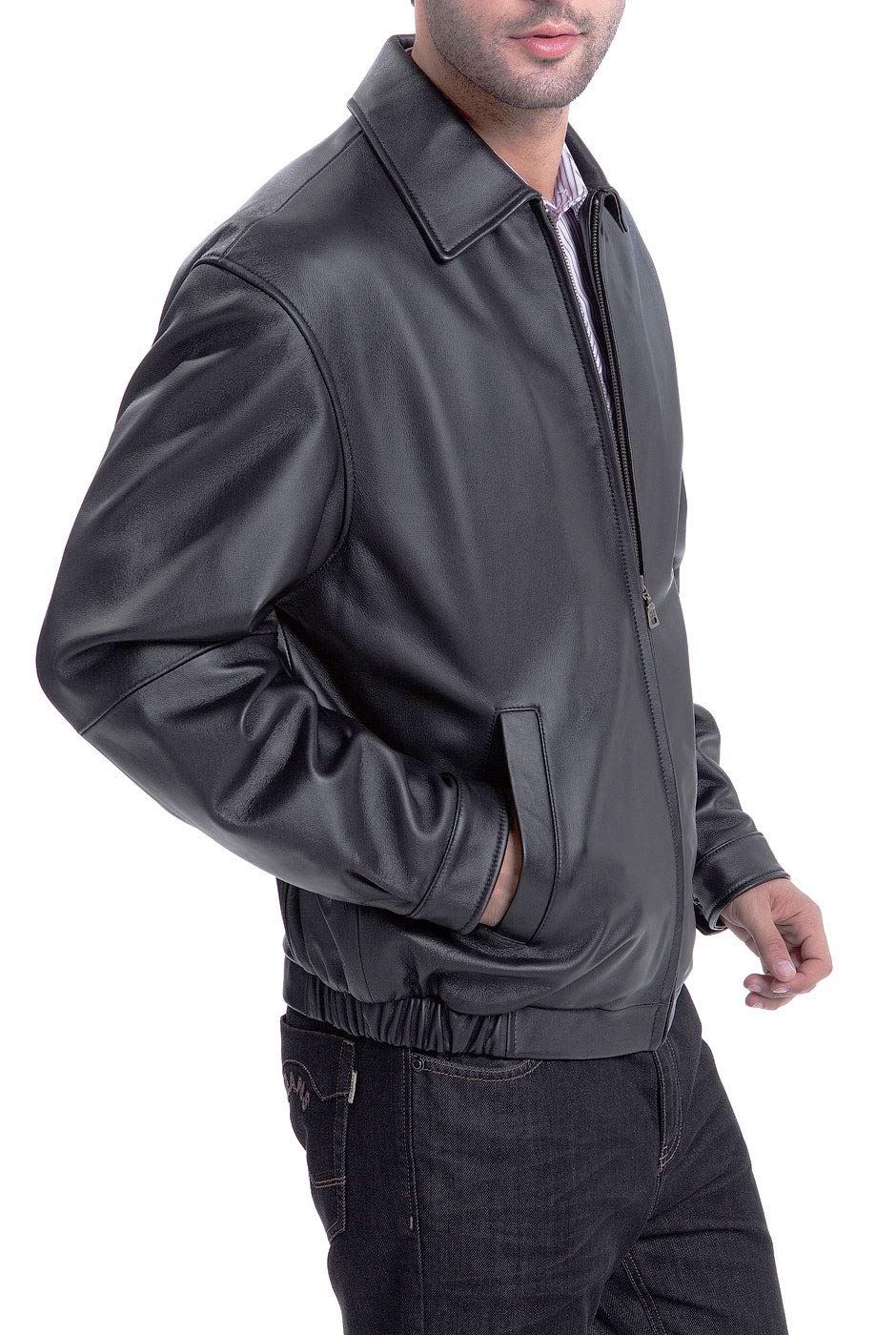 Premium BGSD Men's Derrick Lambskin Leather Bomber Jacket - Genuine Leather, Big & Tall Sizes Available - Stylish Outerwear for Casual Wear, Night Out & Motorcycle Riding