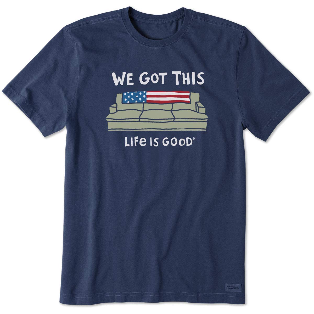 Life Is Good Men's Crusher Tee 'We Got This' Graphic T-Shirt - Soft Cotton Relaxed Fit Couch Potato Dark Blue Shirt for Casual Wear, Lounging & Weekend Outfits