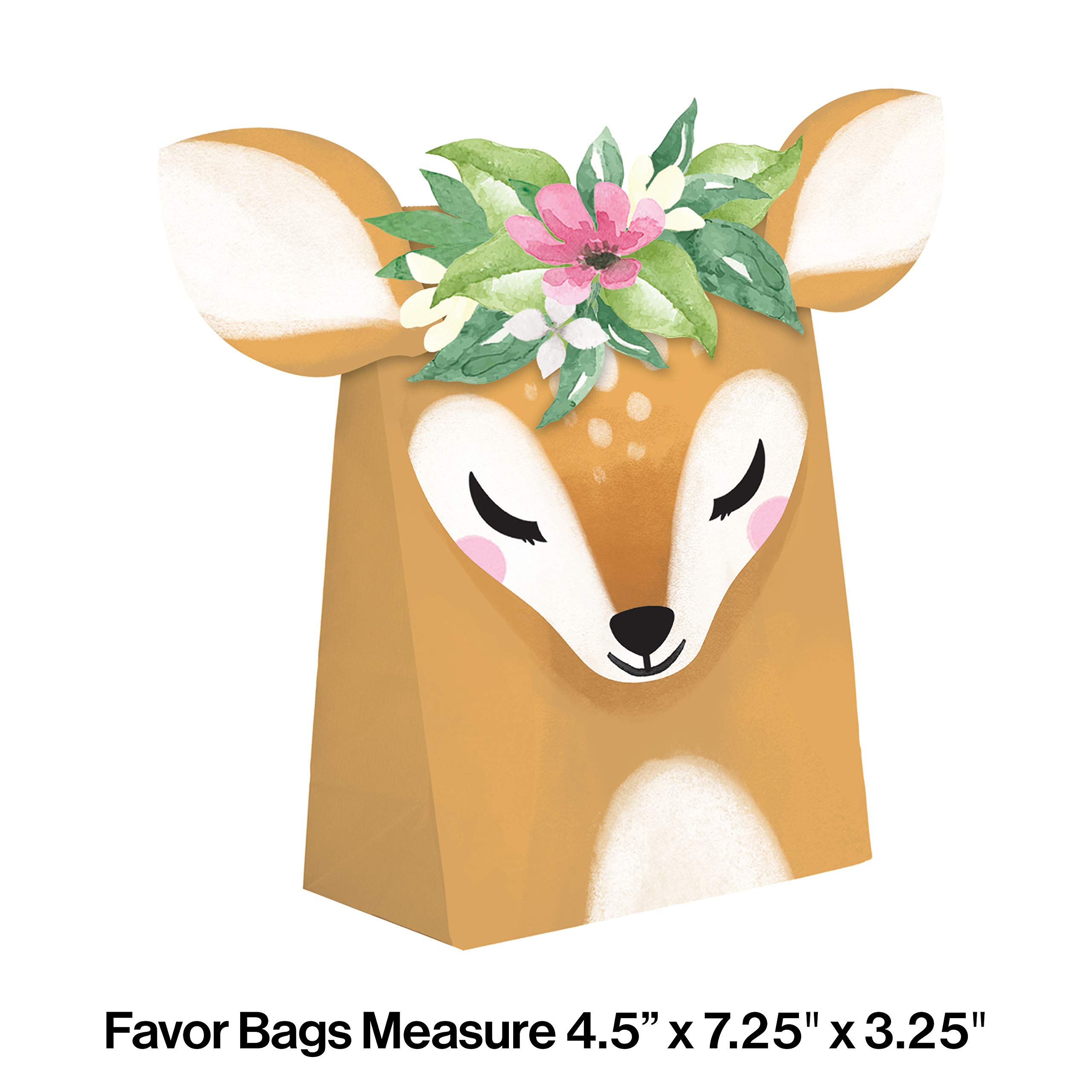Little Deer Birthday Party Favor Bags - 8 Count Cute Animal Design Treat Bags for Kids Birthday, Baby Shower & Holiday Celebrations - Perfect for Candy, Gifts & Goodie Bags