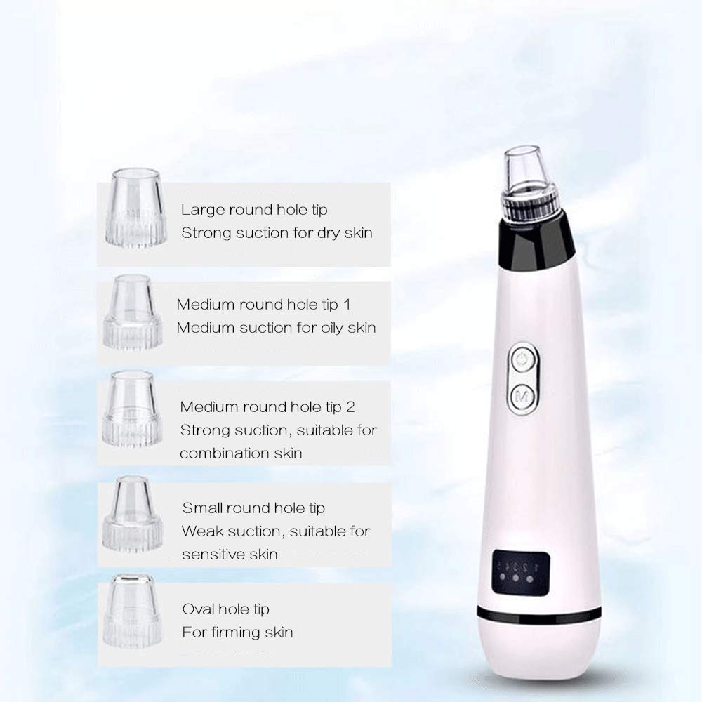 Professional Blackhead Remover Vacuum with LED Light - Pore Cleaner & Acne Extractor for Nose and Face - Skin Care Device for Deep Cleansing & Dermabrasion (White) - Perfect for Home Spa & Daily Skincare Routine