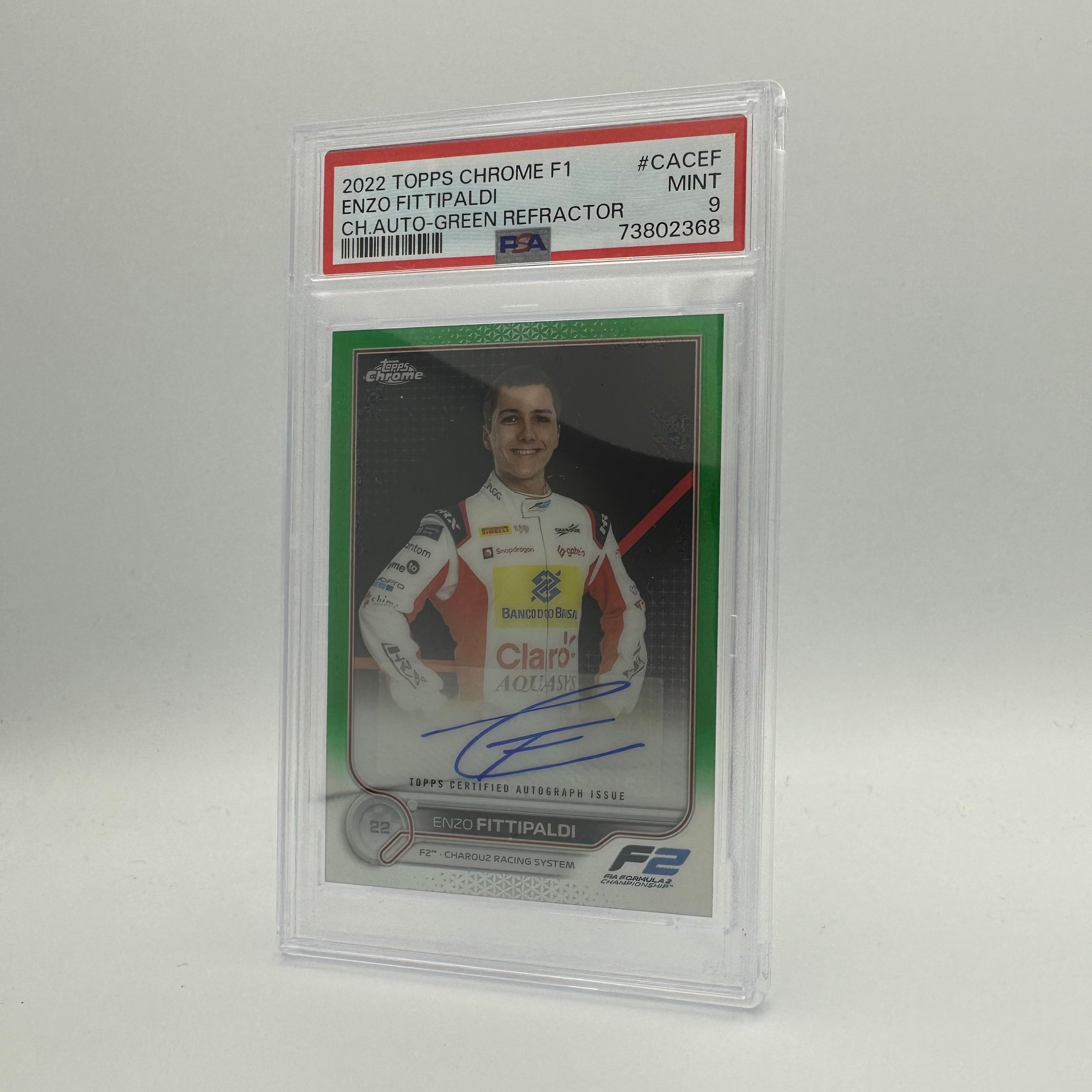 PSA 9 1999 Enzo Fittipaldi Green Refractor Autograph Card - Rare Collectible for Sports Memorabilia & Trading Card Enthusiasts