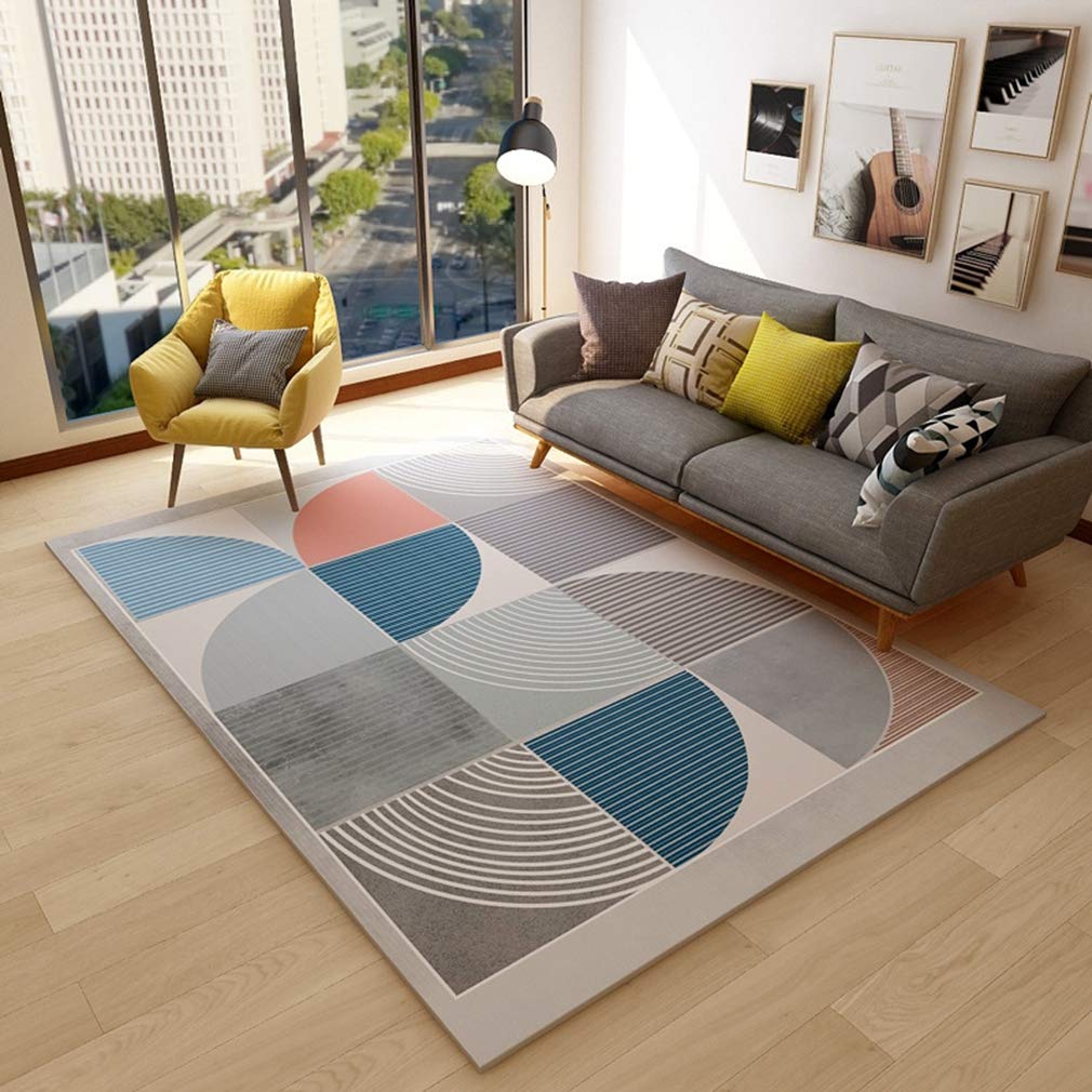 Soft Abstract Art Area Rug - Non-Slip Fleece Living Room Carpet for Kids Playroom & Nursery | Modern Nordic Home Decor Indoor Outdoor Runner | 6.2' x 8' Rectangular Rug for Bedroom, Crawling Space & Cozy Decor