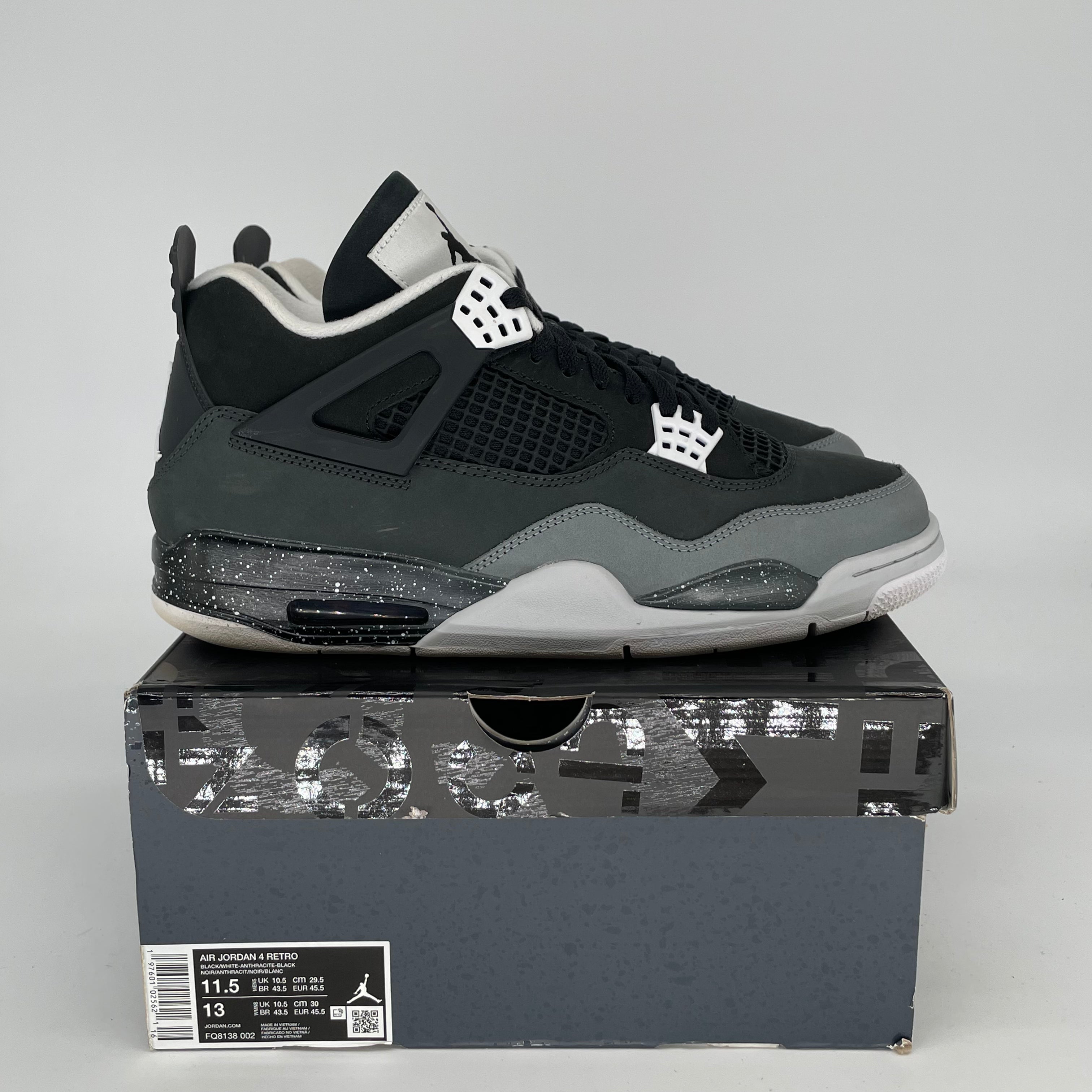 Original Air Jordan 4 Fear Men's Basketball Shoes Size 11.5 - FQ8138-002 | Retro Sneakers for Streetwear & Basketball Games