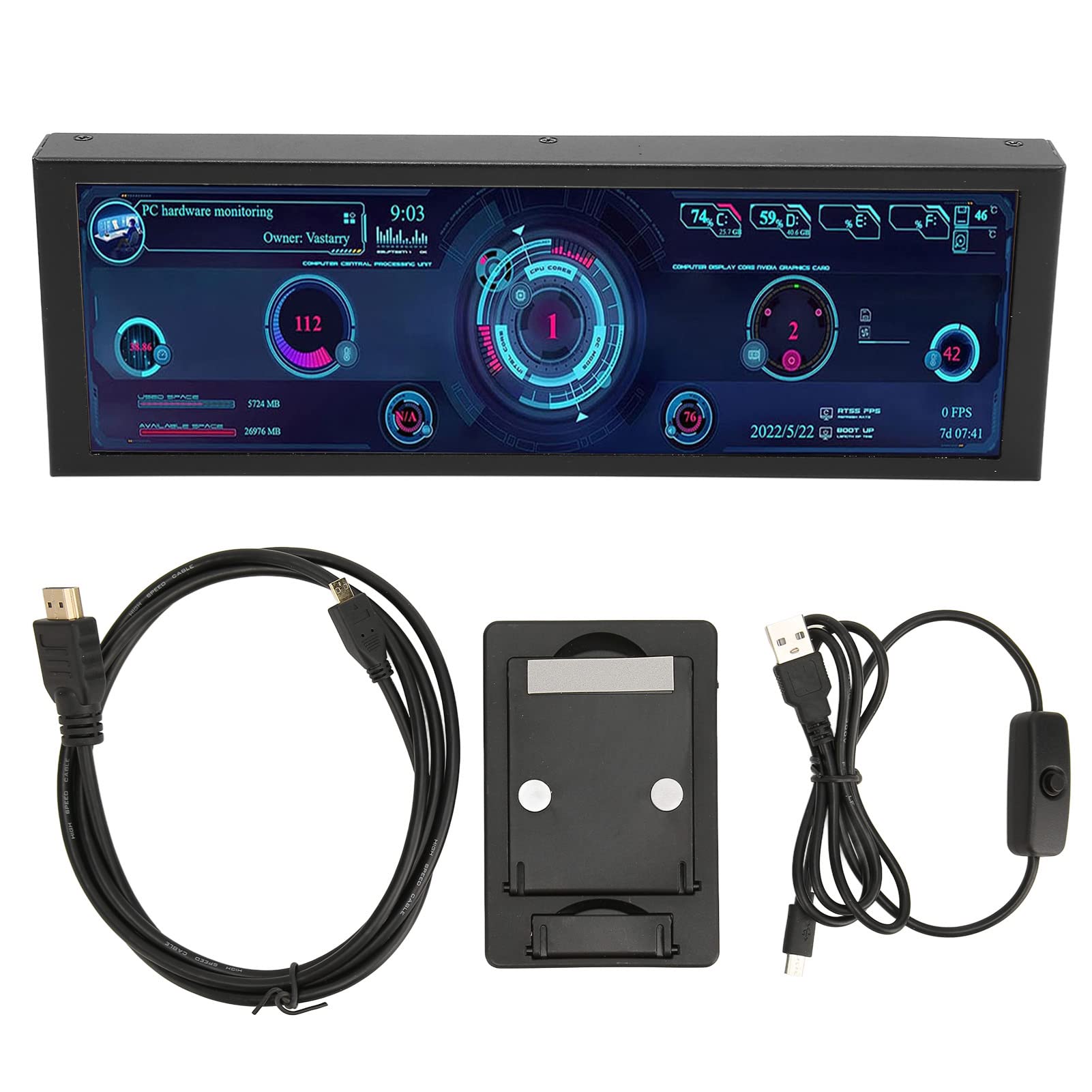 7.9 Inch IPS Monitor - Multi-Function PC CPU Data Display with Theme Editor | Eye Protection Screen for Raspberry Pi, Linux & Windows Systems | Perfect for Home Office, Gaming & DIY Projects