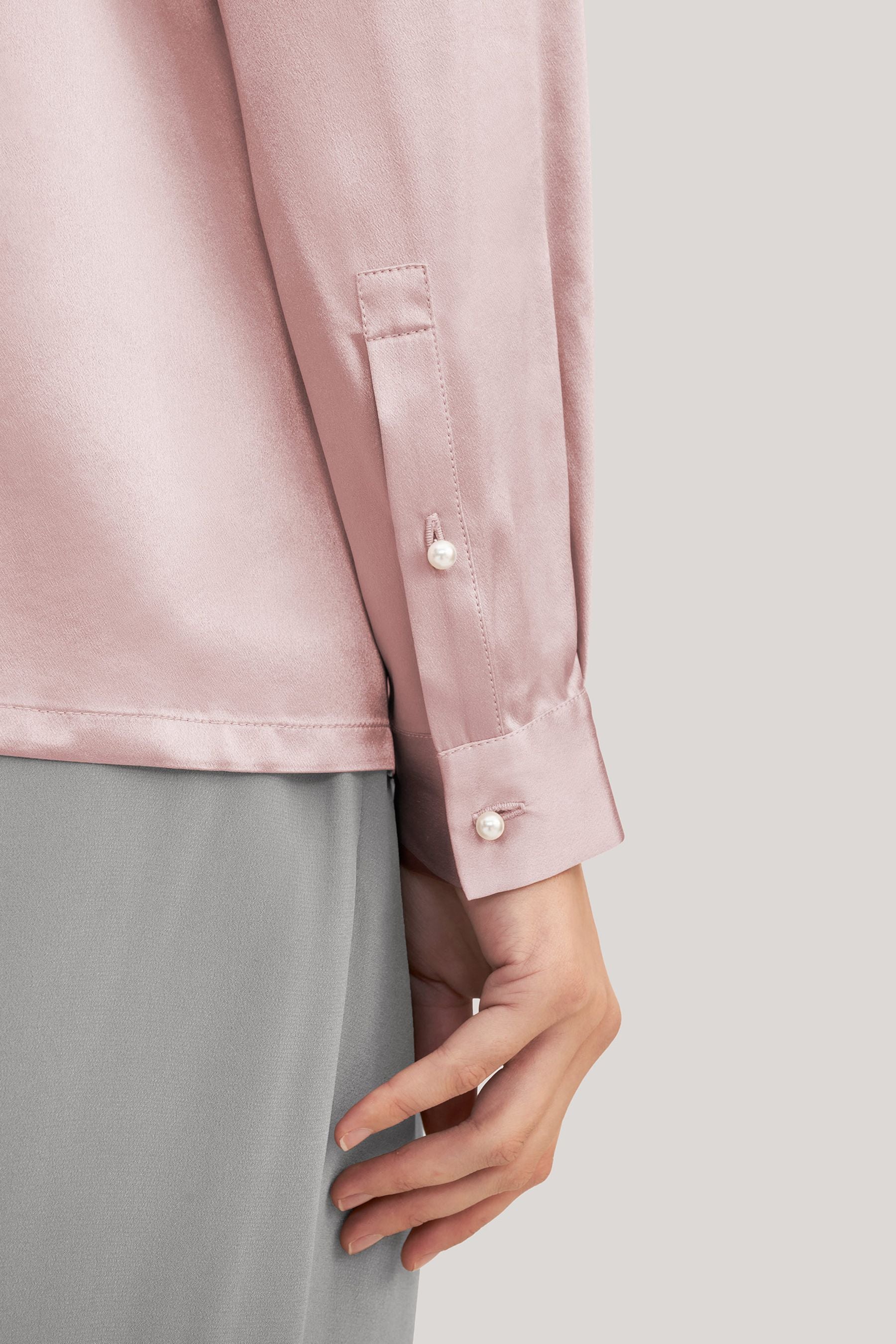 Elegant Classic Pearl Button Silk Shirt for Women - Vintage Style Blouse for Office, Party & Special Occasions