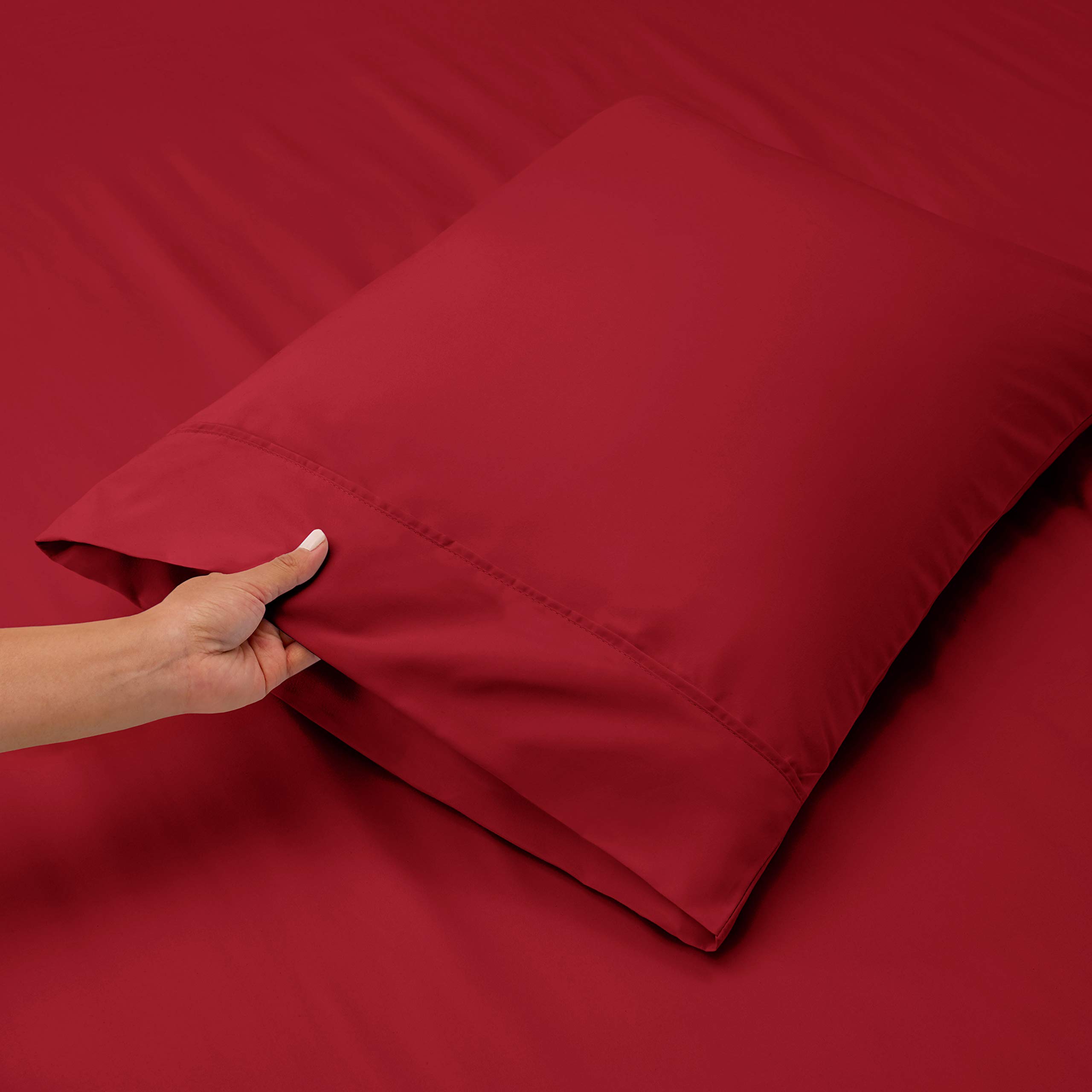 Nestl Extra Deep Pocket Sheets - 4 Piece Twin XL Sheet Set Fits Mattress 18-24 Inches Deep, Burgundy Red Bed Sheets for Comfort & Durability | Perfect for Guest Rooms, Dorms & Deep Mattress Beds
