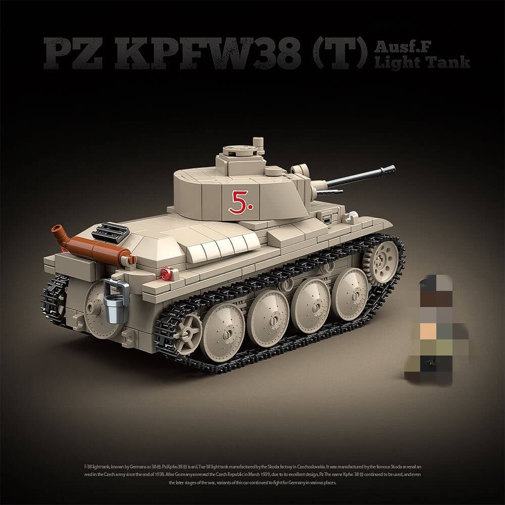 Quanguan 100285 PZ KPFW38(T) AUSF.F Light Tank Model Kit - 1/35 Scale Military Vehicle Building Set for Collectors & Hobbyists - Perfect for WWII Dioramas & Historical Displays