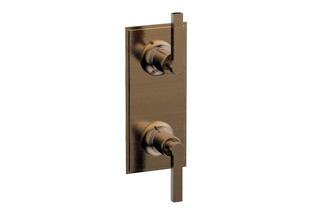 HEX MODERN Lever Handle Pair Trim Set for Thermostatic Shower Control with Volume Control & Diverter - Chrome Finish (4-106) - Perfect for Bathroom Renovation & Modern Home Upgrade