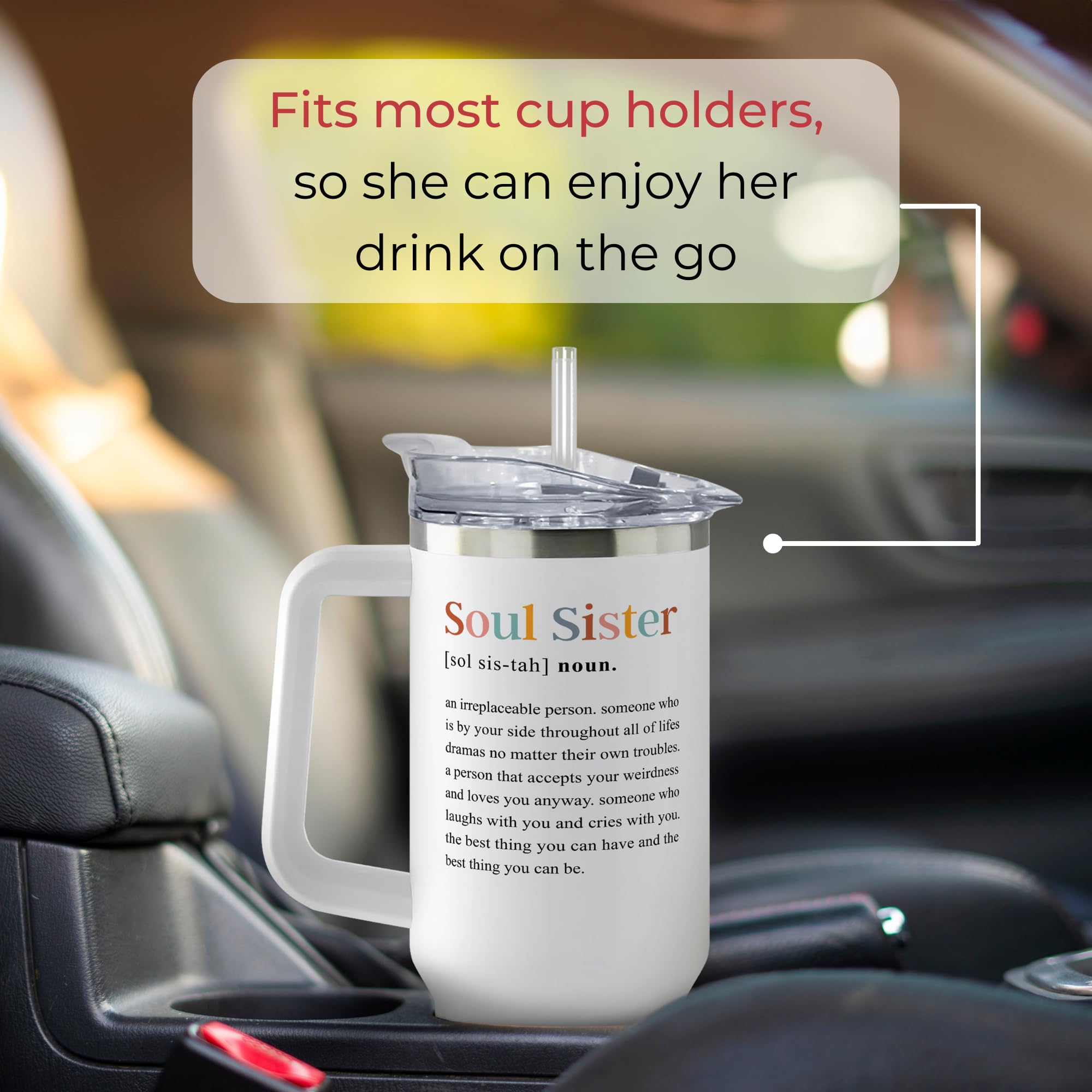 Best Friendship Gifts for Women - 40 Oz Insulated Tumbler Cup for Sister, Best Friend, or Galentine's Day - Cute Valentines Gifts for Her - Perfect for Coffee, Tea & Cold Drinks at Work, Gym, or Travel