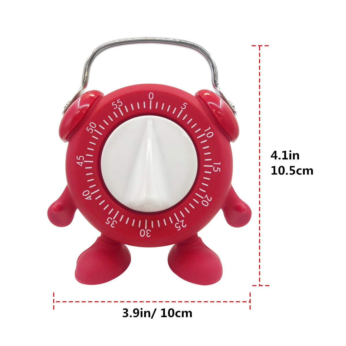 60-Minute Wind-Up Kitchen Timer with Loud Ring Alarm - No Battery Needed for Baking, Cooking, Teaching & Potty Training (Red) | Perfect for Home Kitchens, Classrooms & Parenting
