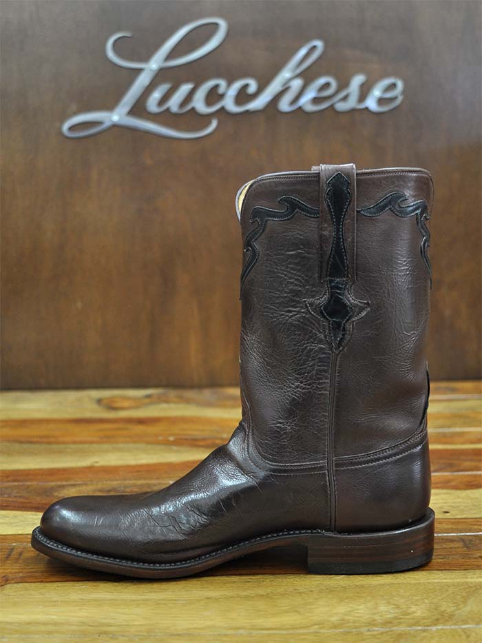 Lucchese L3555.RR Florence Buffalo Roper Boots for Men - Whiskey Burnished Leather Western Cowboy Boots - Perfect for Rodeo, Country Dancing & Casual Wear