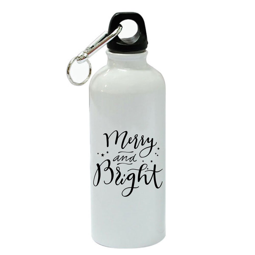 Merry and Bright White Aluminum 20 oz Sports Water Bottle - Leak Proof & Insulated for Gym, Hiking, and Outdoor Activities