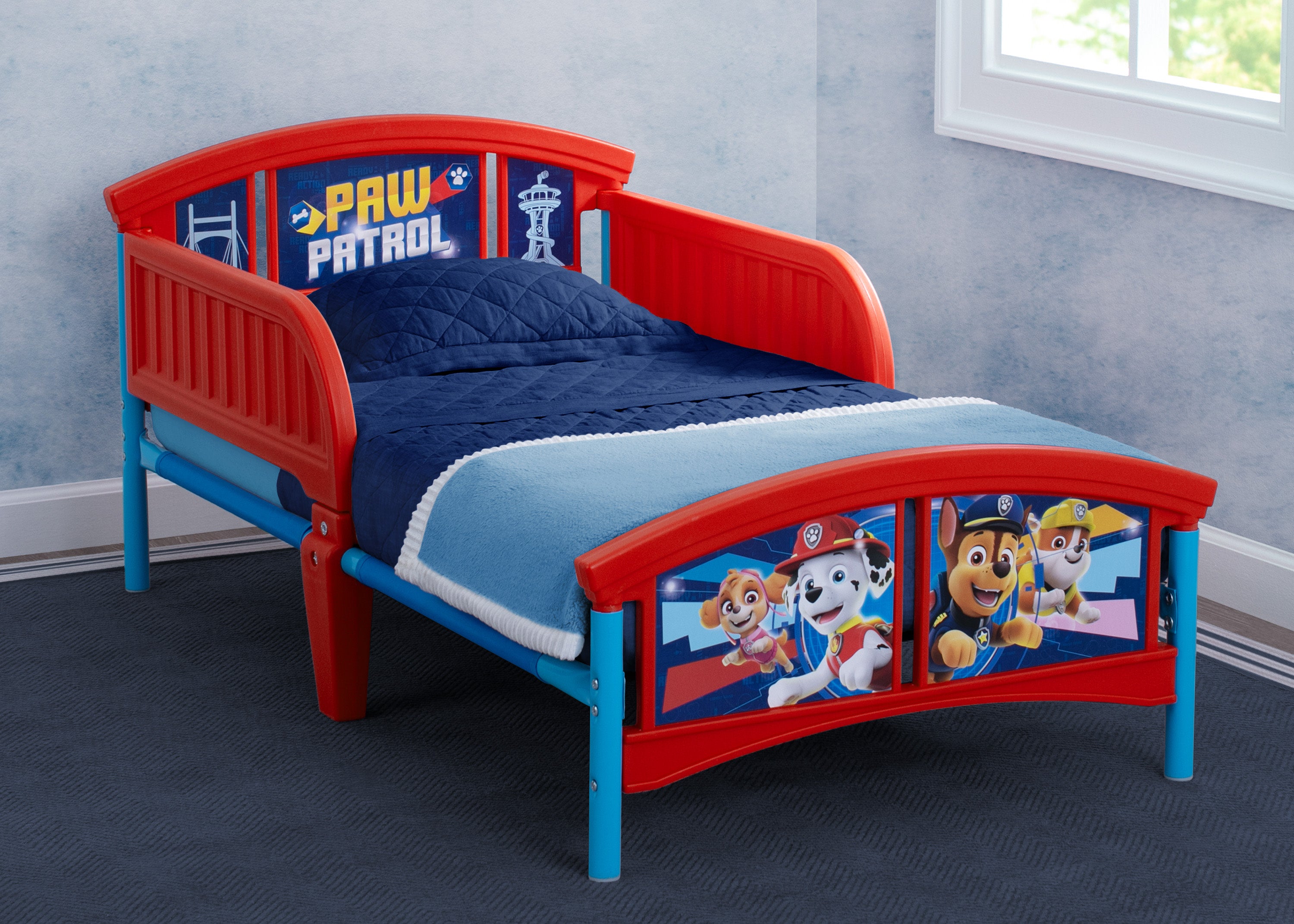 PAW Patrol Toddler Bed with Guardrails - Lightweight Plastic Kids Bed for Boys & Girls - Perfect for Nursery, Bedroom, or Playroom