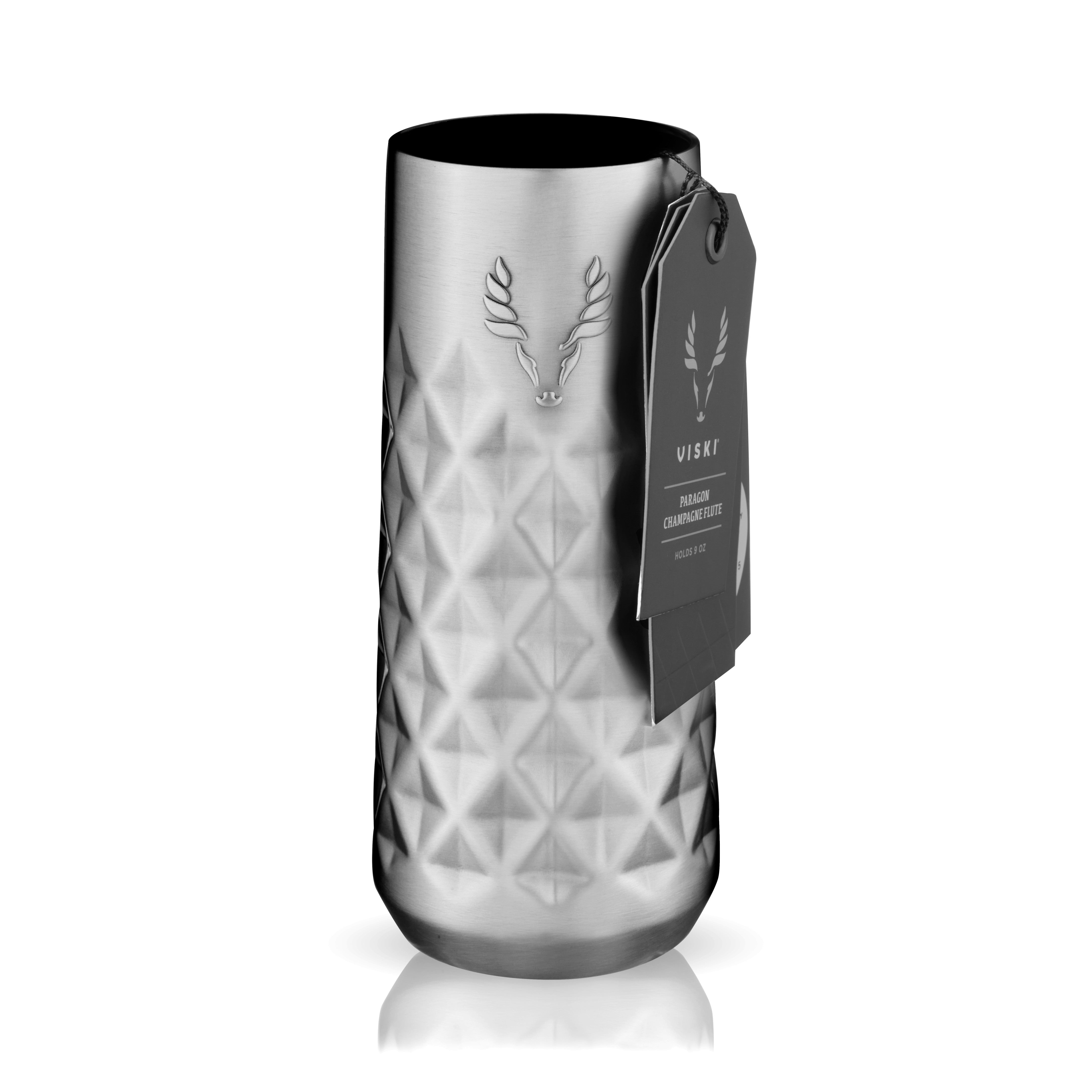 Premium Paragon Stainless Steel Champagne Flutes Set - Platinum Finish Elegant Wine Glasses for Wedding, Party & Romantic Dinners - Dishwasher Safe & Shatterproof