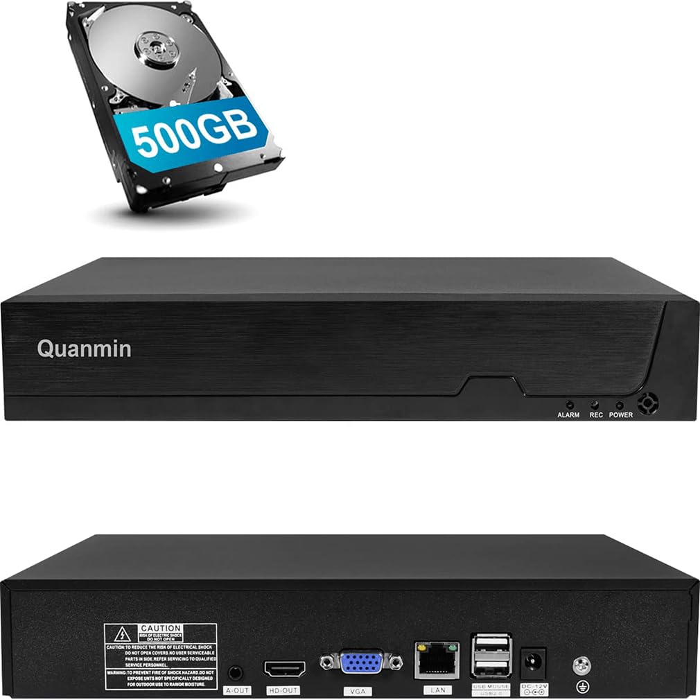 8CH 5MP NVR Security System with 500GB HDD - Supports 8 IP Cameras up to 5MP Resolution, H.265+ Compression, Night Vision 25ft - Remote Viewing via Mobile App for Home & Business Surveillance