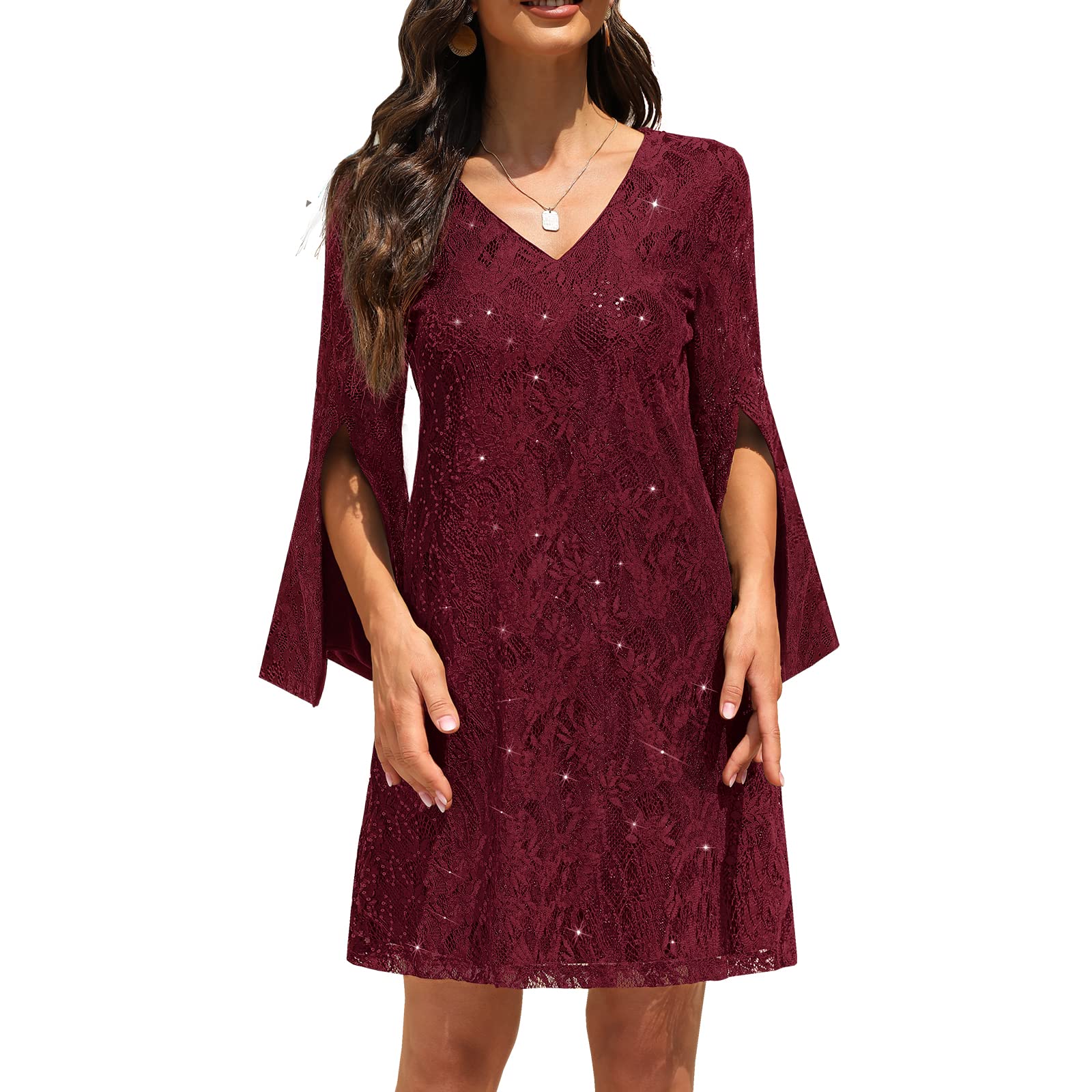 Elegant Women's Sequin Lace Evening Dress - Semi-Formal Cocktail Party Gown for Wedding Guest, Prom, Ball & Special Occasions | Perfect for Night Out, Date Night & Formal Events