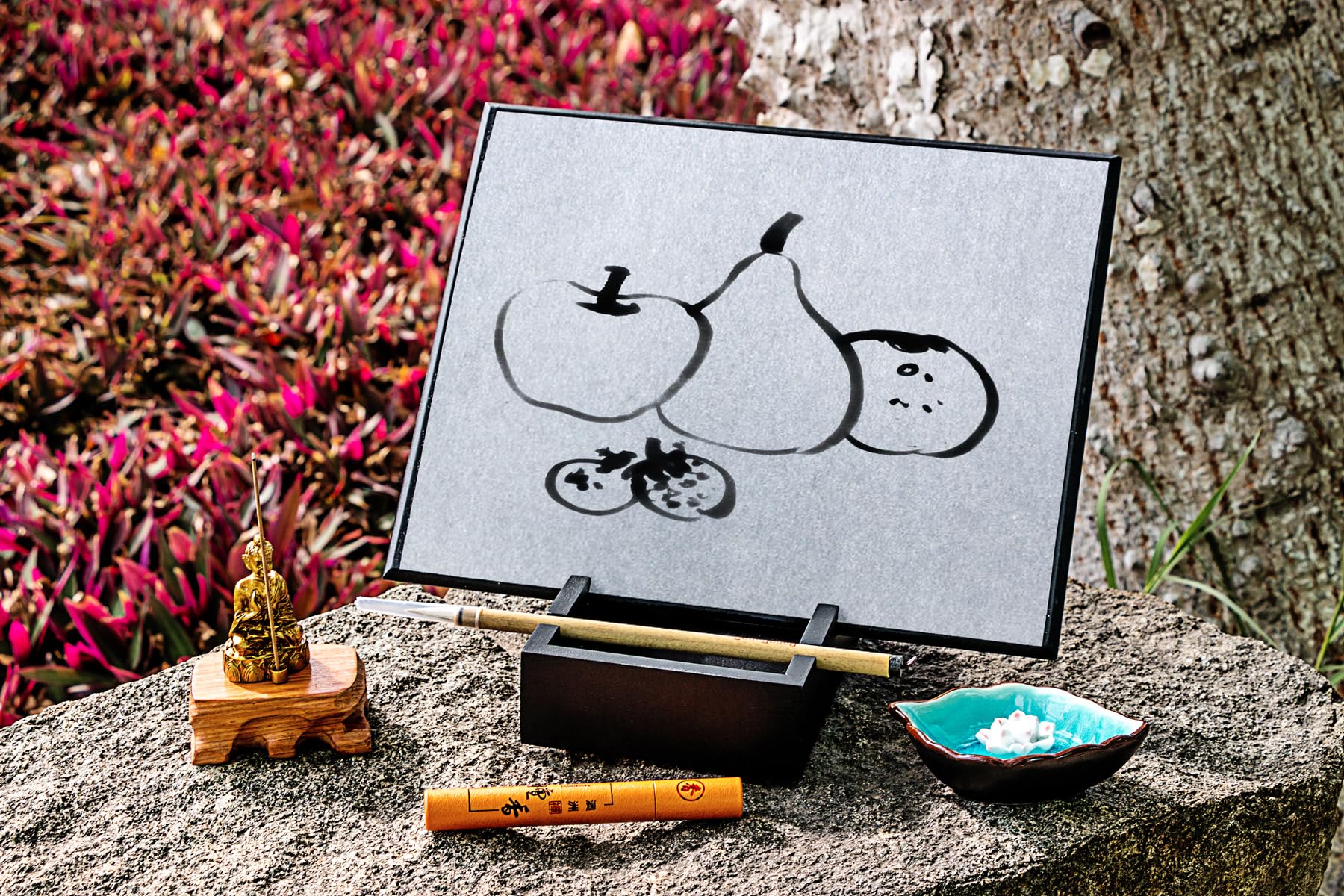Buddha Drawing Board for Meditation & Relaxation - Zen Art Water Painting Board for Stress Relief, Office & Home Decor - Perfect Gift for Men & Women (Birthday, Valentine's Day) - Use for Mindfulness Practice, Yoga Spaces & Mental Wellness