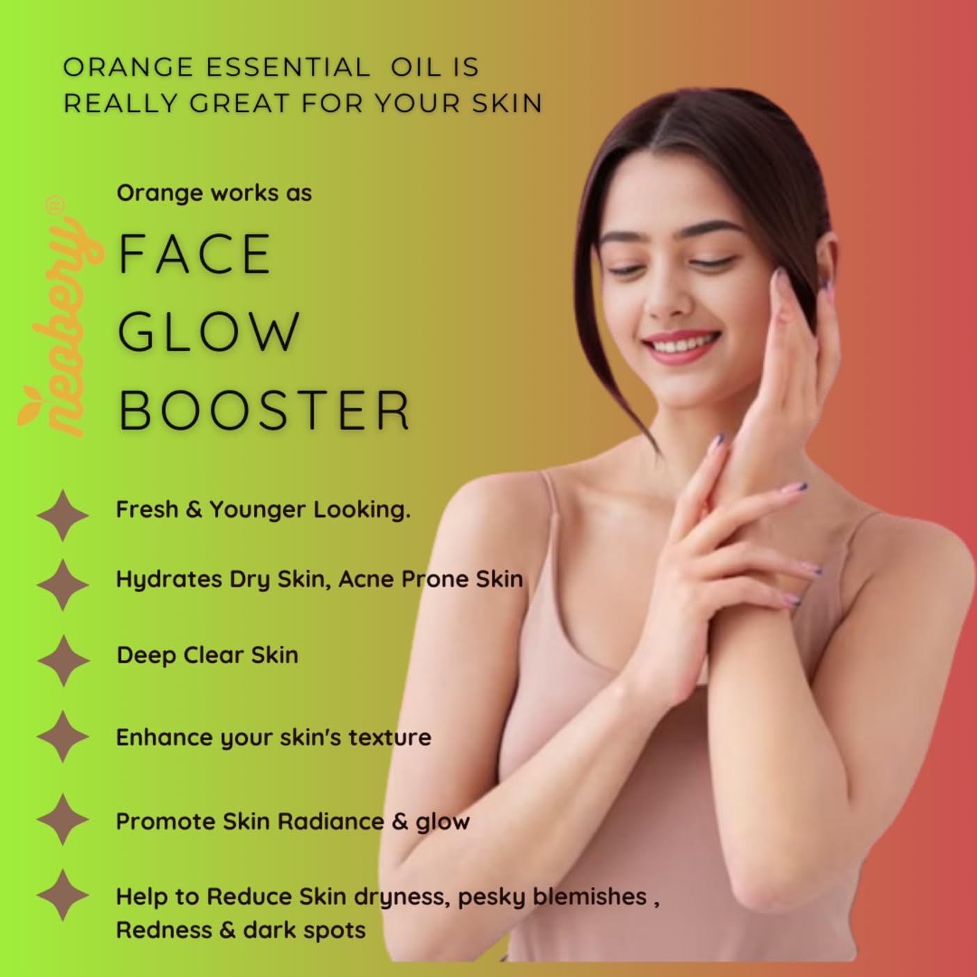 Neobery 100% Pure Orange Essential Oil - 15ml, Natural & Undiluted for Aromatherapy, Diffusers & DIY Skincare