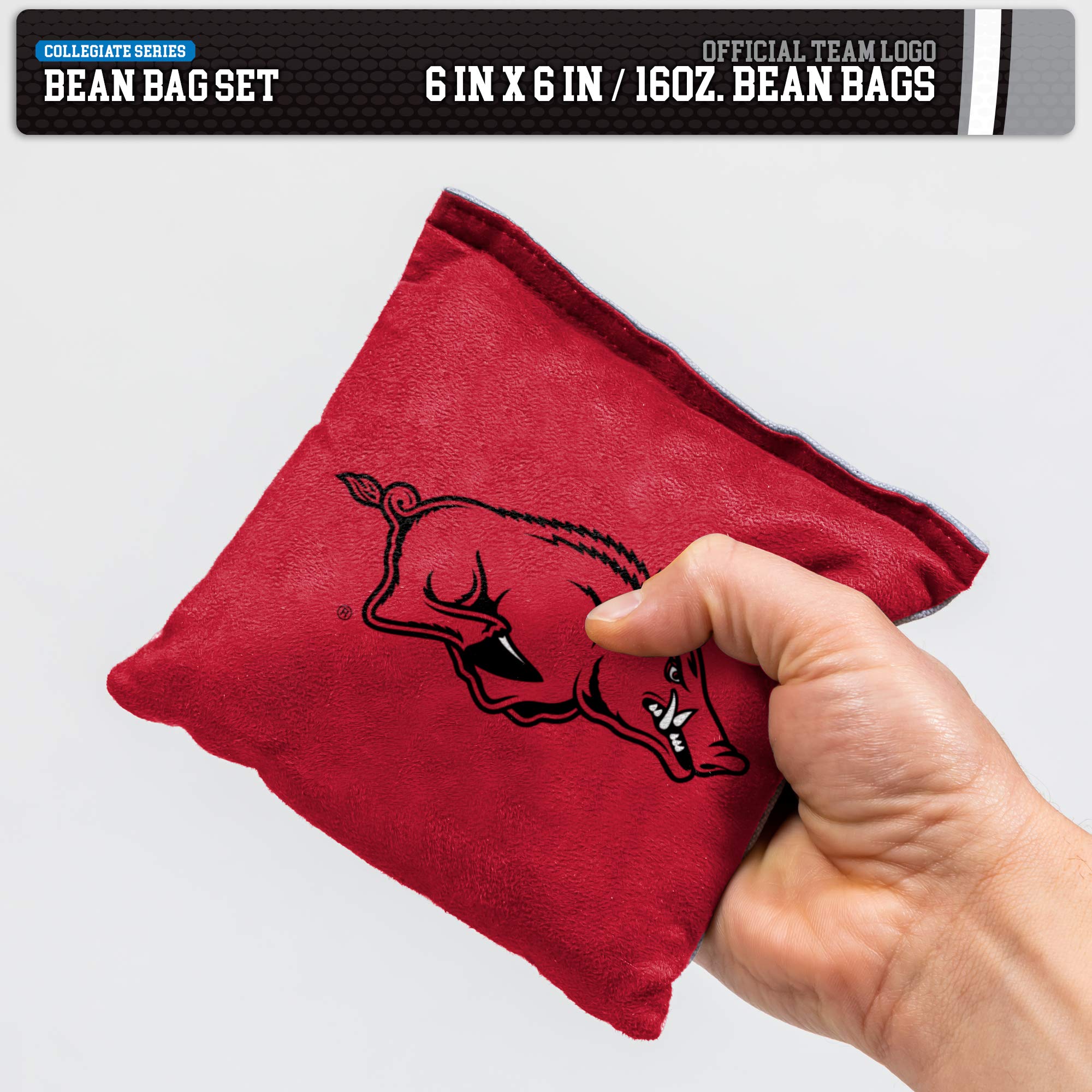 Wild Sports Arkansas Razorbacks Dual-Sided Cornhole Bean Bags 4-Pack - Premium Toss Bags for College Football Game Day, Tailgating & Backyard Parties