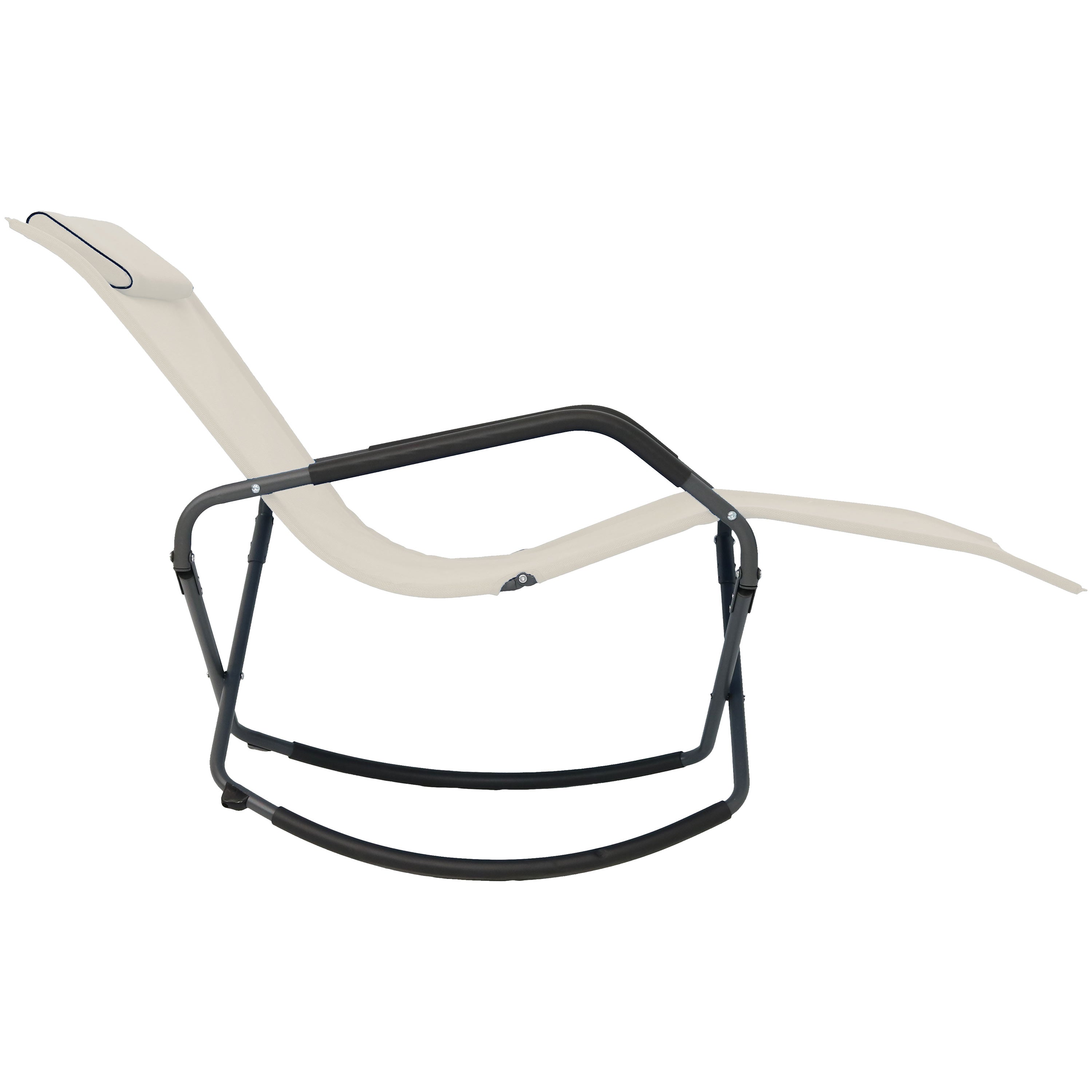 Sunnydaze Outdoor Folding Rocking Chaise Lounge Chair with Pillow - Patio, Poolside & Garden Relaxation Chair for Backyard, Deck & Beach Use