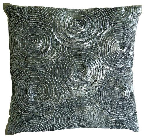 Aqua Blue Art Silk Decorative Euro Sham Pillow Cover - Soft Luxury Bedding for Master Bedroom, Guest Room & Home Decor