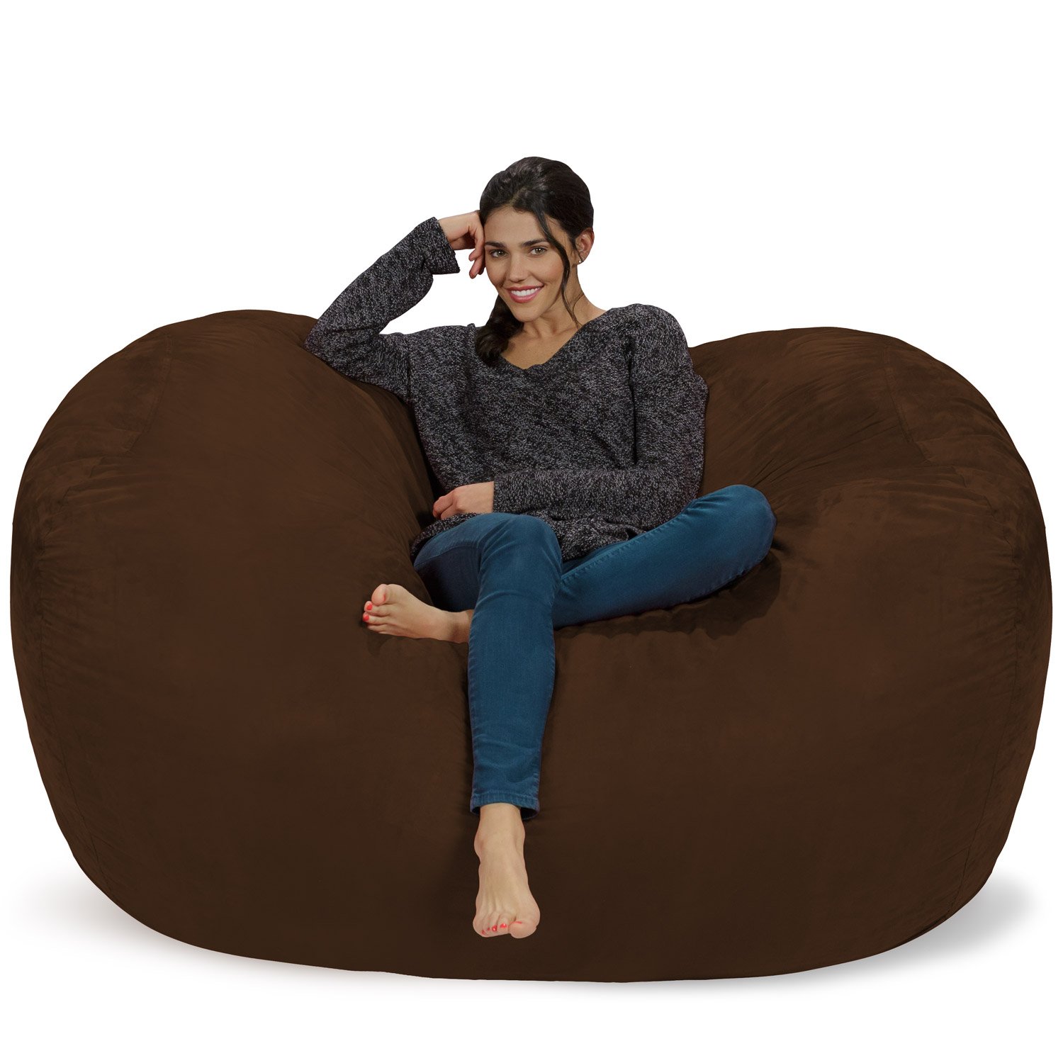 Chill Sack 6' Memory Foam Bean Bag Chair - Oversized Lounger with Soft Microfiber Cover (Chocolate) - Perfect for Gaming, Movie Nights & Dorm Room Relaxation