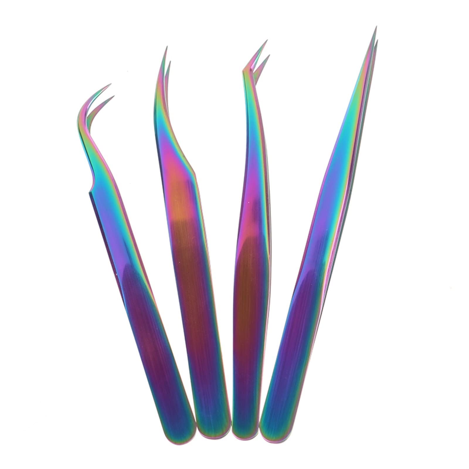 Professional Stainless Steel Curved Pointed Eyelash Extension Tweezers - Lash Tool for Perfect Extensions (Color 04, 3-Pack) | Ideal for Salon Professionals & DIY Lash Artists at Home