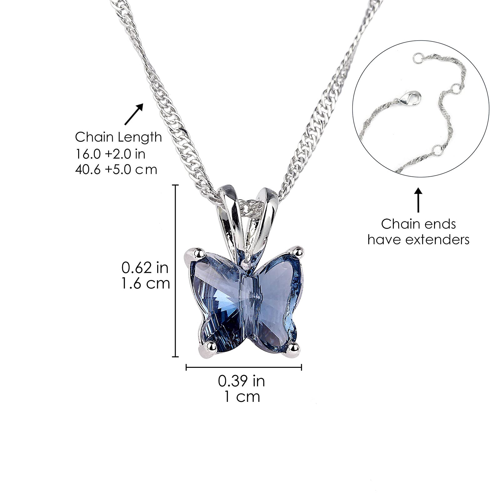 12 Month Birthstone Butterfly Necklace for Women - Premium Crystal Choker with Horoscope Pendant Charm, 16+2 Inch Adjustable Chain | Perfect Gift for Birthday, Anniversary & Special Occasions