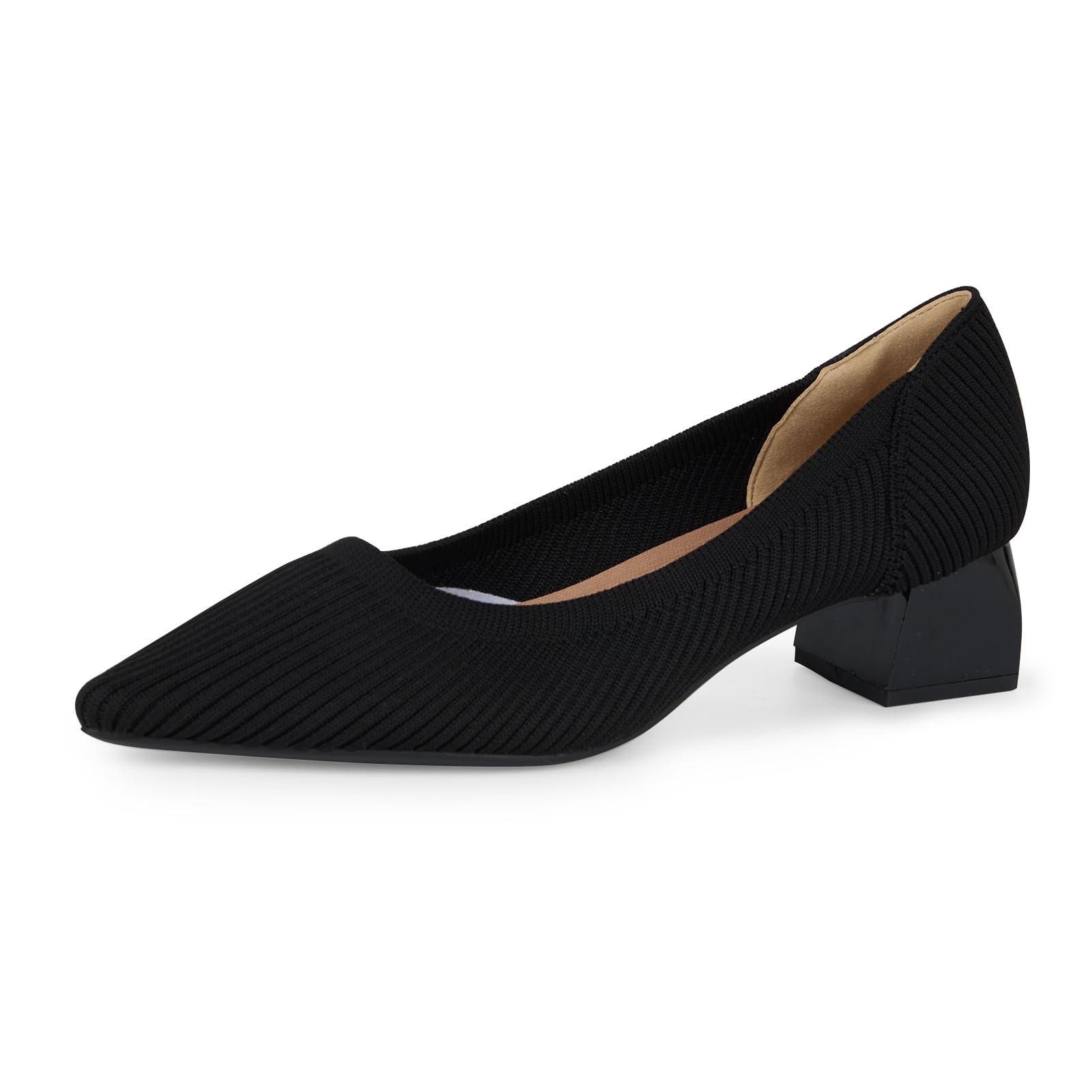 YEOJOU Women's Knit Pointed Toe Low Heel Pumps - Comfortable Dress Shoes for Work & Office | Elegant Women's Heels for Business, Party & Special Occasions