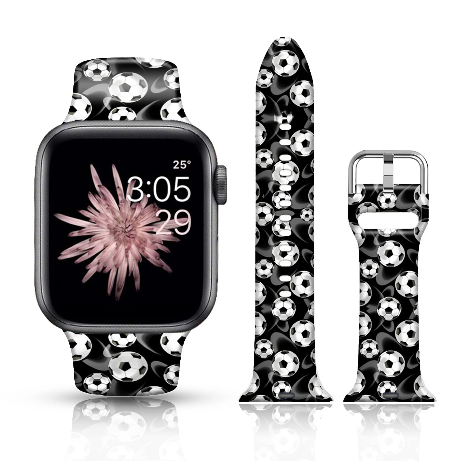 FTFCASE Football Bands for Apple Watch 41mm 40mm 38mm - Retro Football Design Soft Silicone Strap Compatible with iWatch SE Series 8 7 6 5 4 3 2 1 - Perfect for Sports, Workouts & Everyday Wear for Women & Men