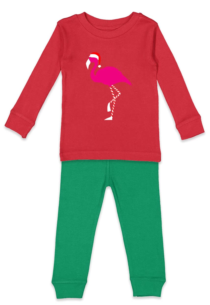 Christmas Flamingo Candy Cane Stripes Kids Shirt & Pants Set - Festive Holiday Outfit for Boys & Girls - Perfect for Christmas Parties, Family Photos & Seasonal Celebrations
