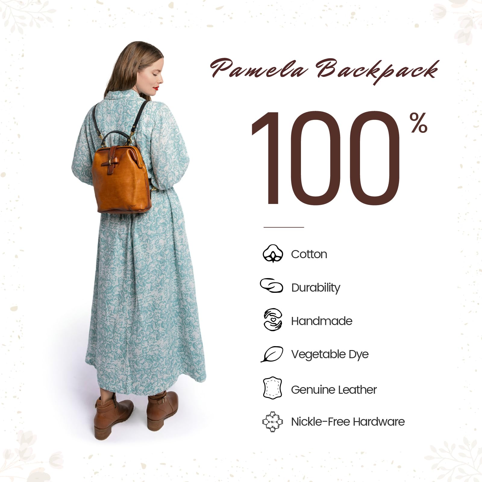 Genuine Leather Backpack Purse for Women - Convertible Shoulder Bag & Fashion Casual Backpack - Ladies Leather Shoulder Bag (Chestnut Ombre) - Perfect for Work, Travel & Everyday Use