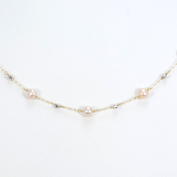 18K Yellow Gold & White Gold Pearl Necklace for Women - Elegant Bridal Jewelry, Wedding Gift, Anniversary Present - Perfect for Formal Events, Date Nights & Special Occasions