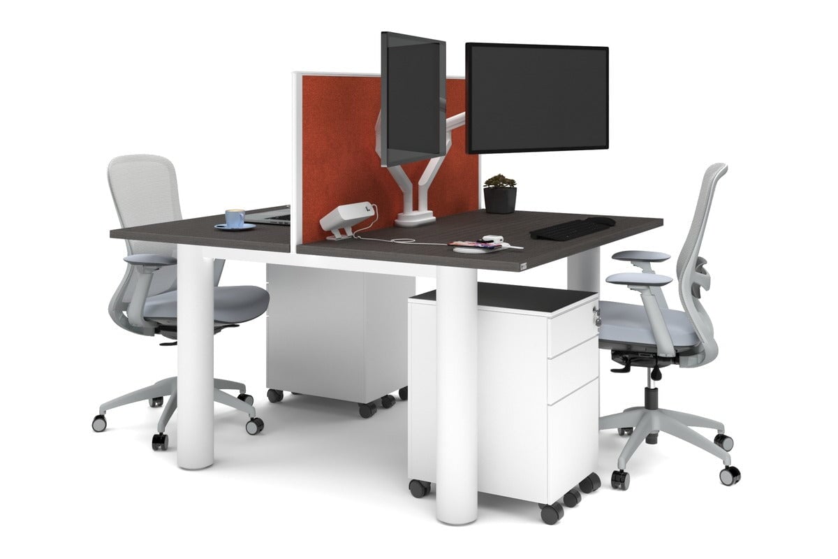 Quadro Cylinder Leg 2-Person Office Workstation Desk [1400L x 700W] - Perfect for Collaborative Workspaces & Modern Offices