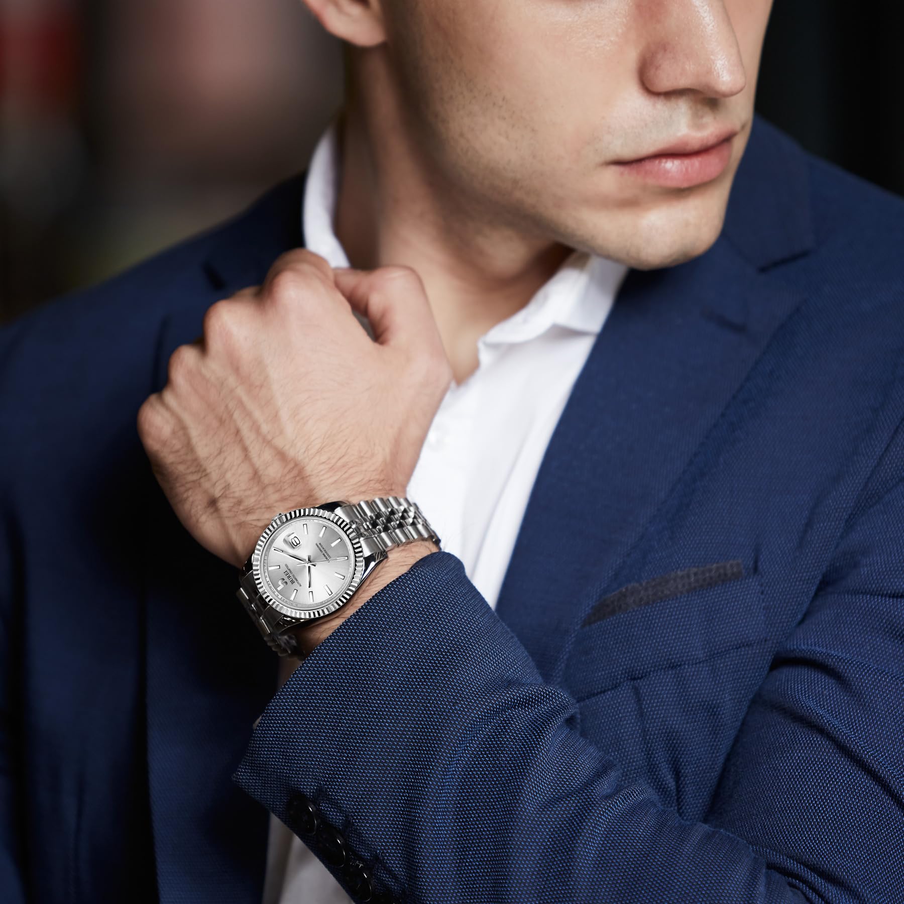 BUREI Men's Automatic Mechanical Watch - Luxury Business Stainless Steel Waterproof Self-Winding Watch for Men | Perfect for Office, Formal Events & Everyday Wear